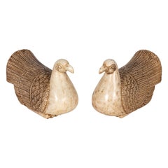 Pair of Carved Marble Ducks