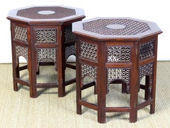 Pair of Carved Moroccan Octagonal Side Tables