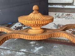 Pair of Carved Neoclassical or Louis XVI Style Beechwood Demilune Consoles
