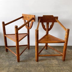 Pair of Carved Nordic Corner Chairs