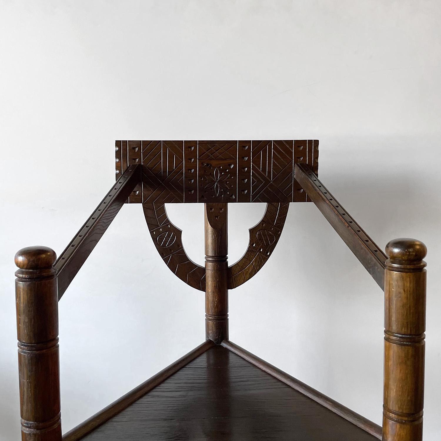 Pair of Carved Nordic Oak Corner Chairs  For Sale 7