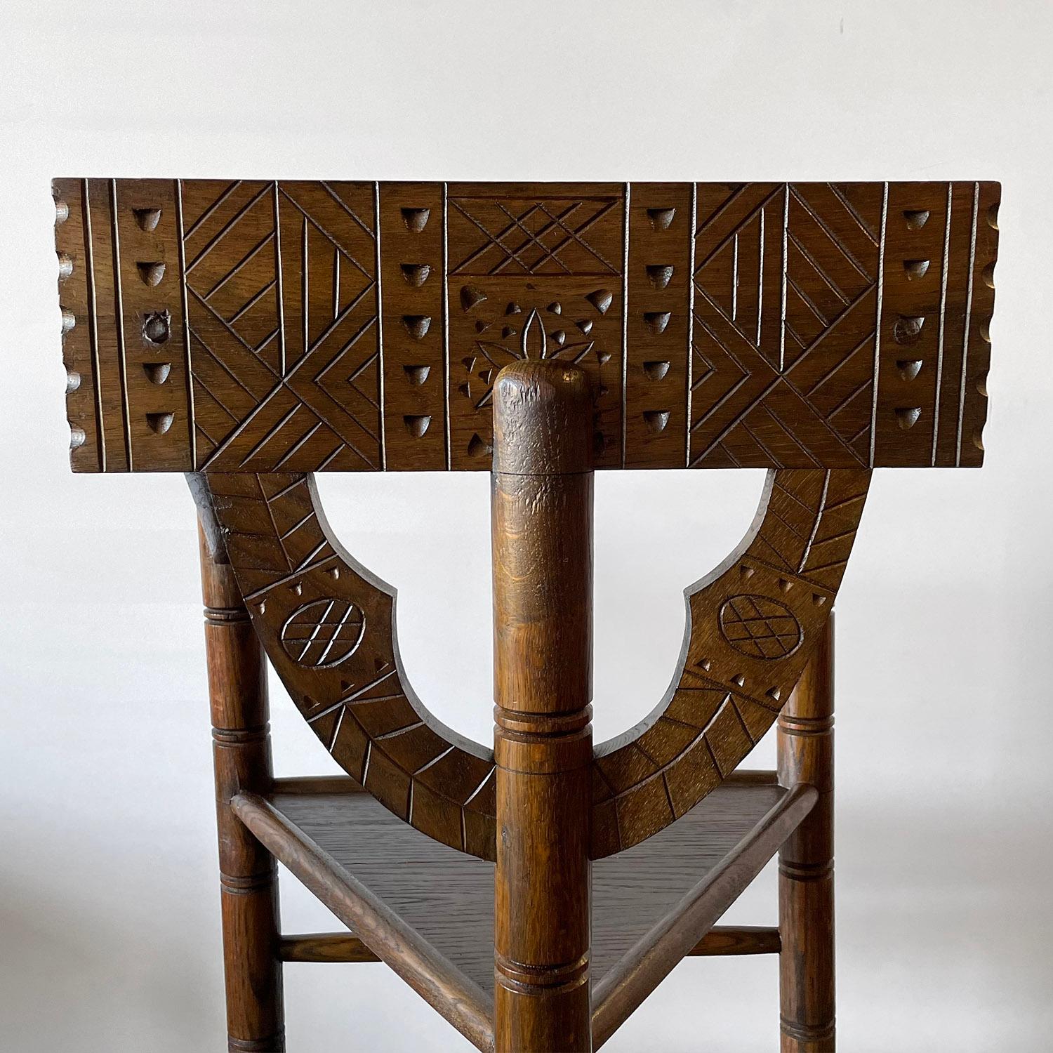 Pair of Carved Nordic Oak Corner Chairs  For Sale 3