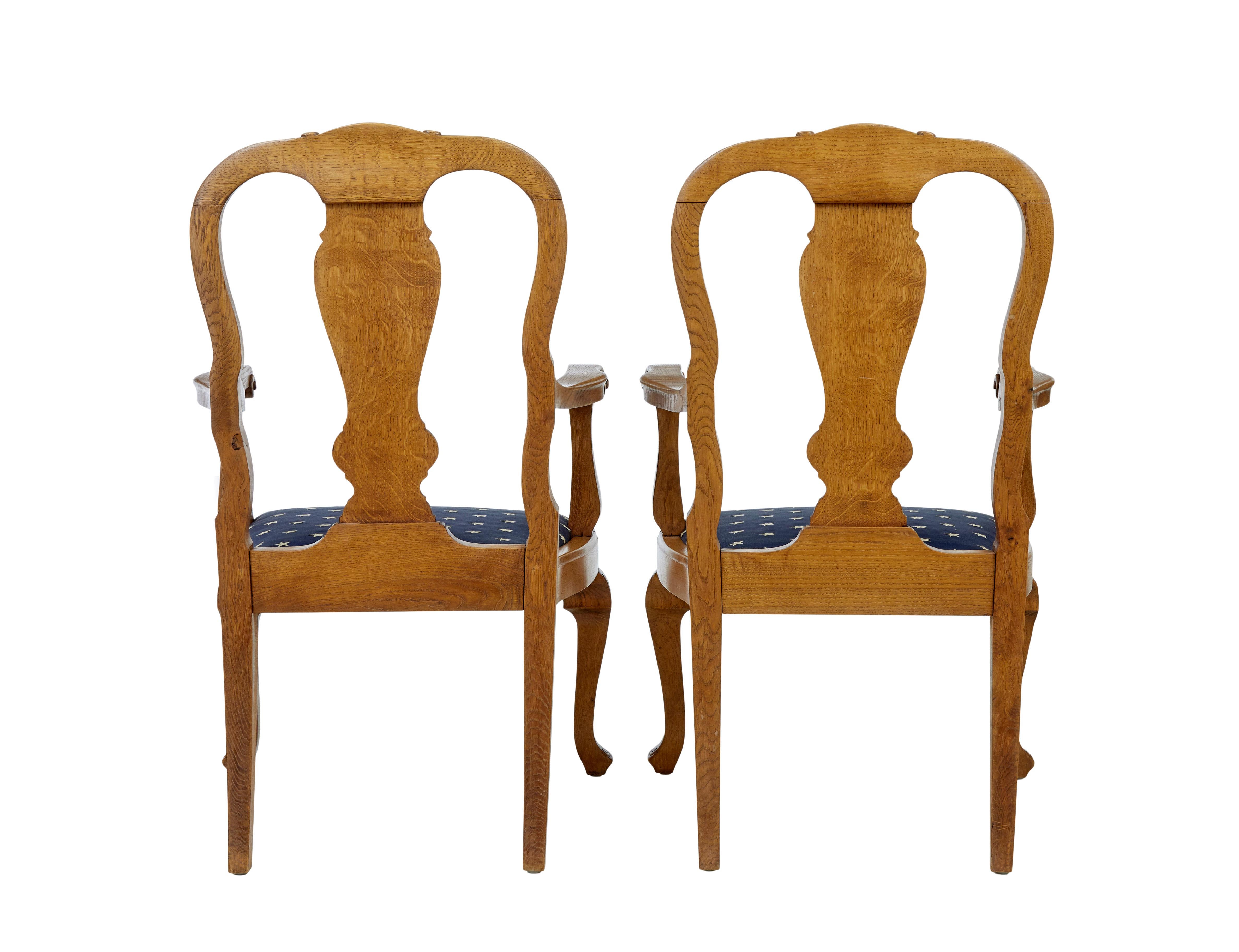 Carved Pair of carved oak 19th century armchairs For Sale