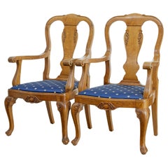 Antique Pair of carved oak 19th century armchairs