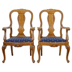 Pair of carved oak 19th century armchairs