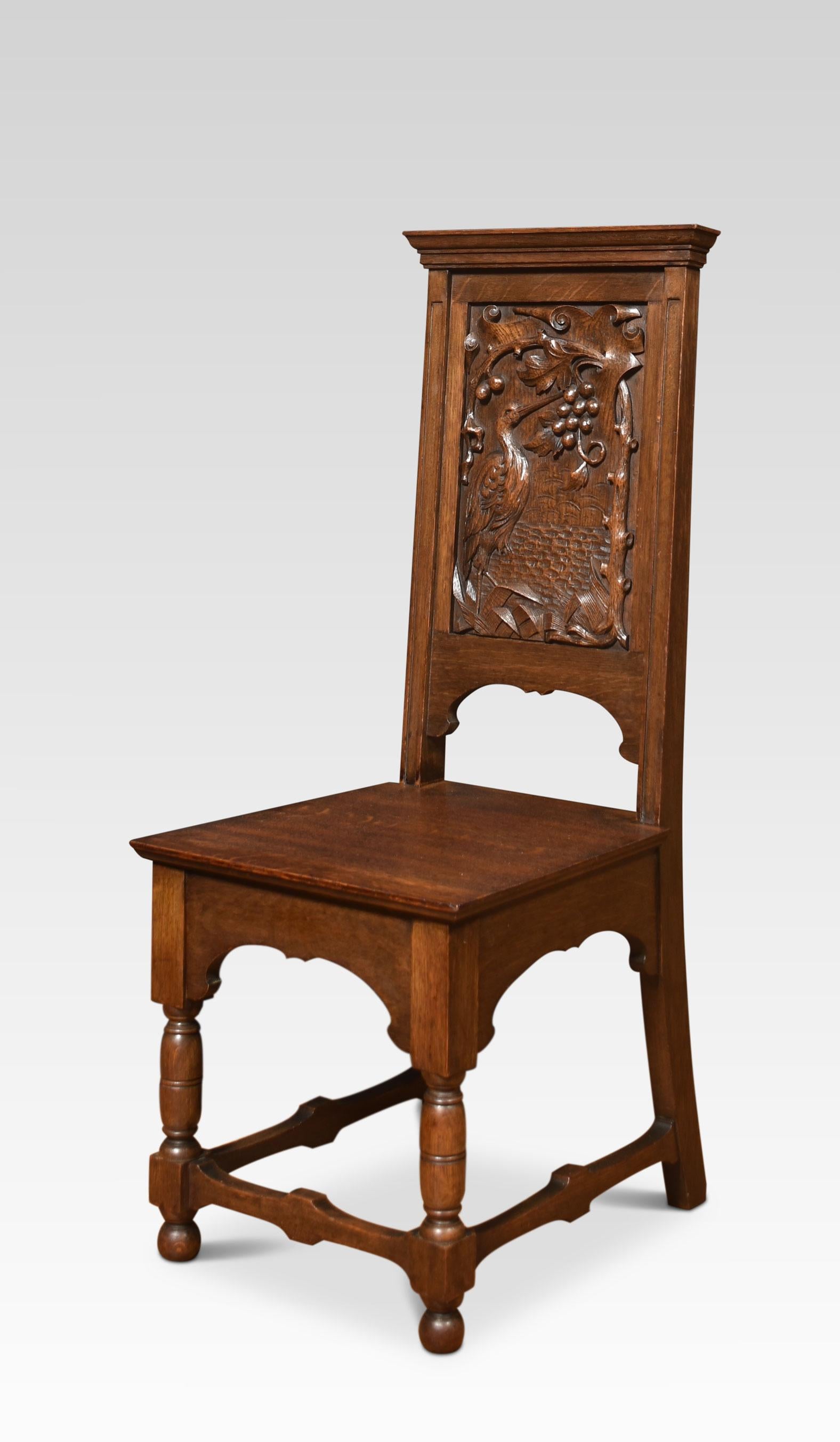 British Pair of Carved Oak Hall Chairs For Sale