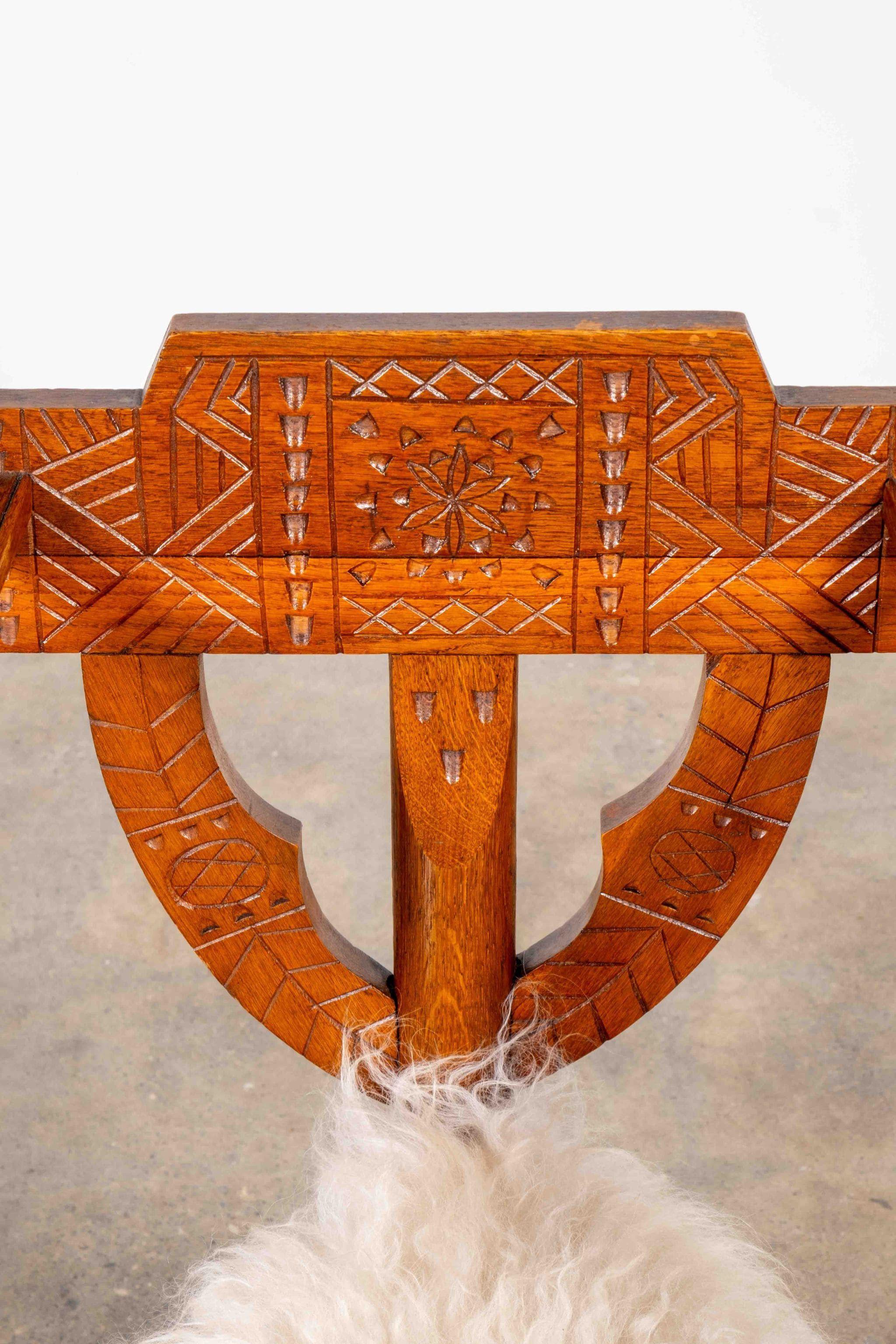 Pair of Carved Oak Nordic Monk Chairs For Sale 3