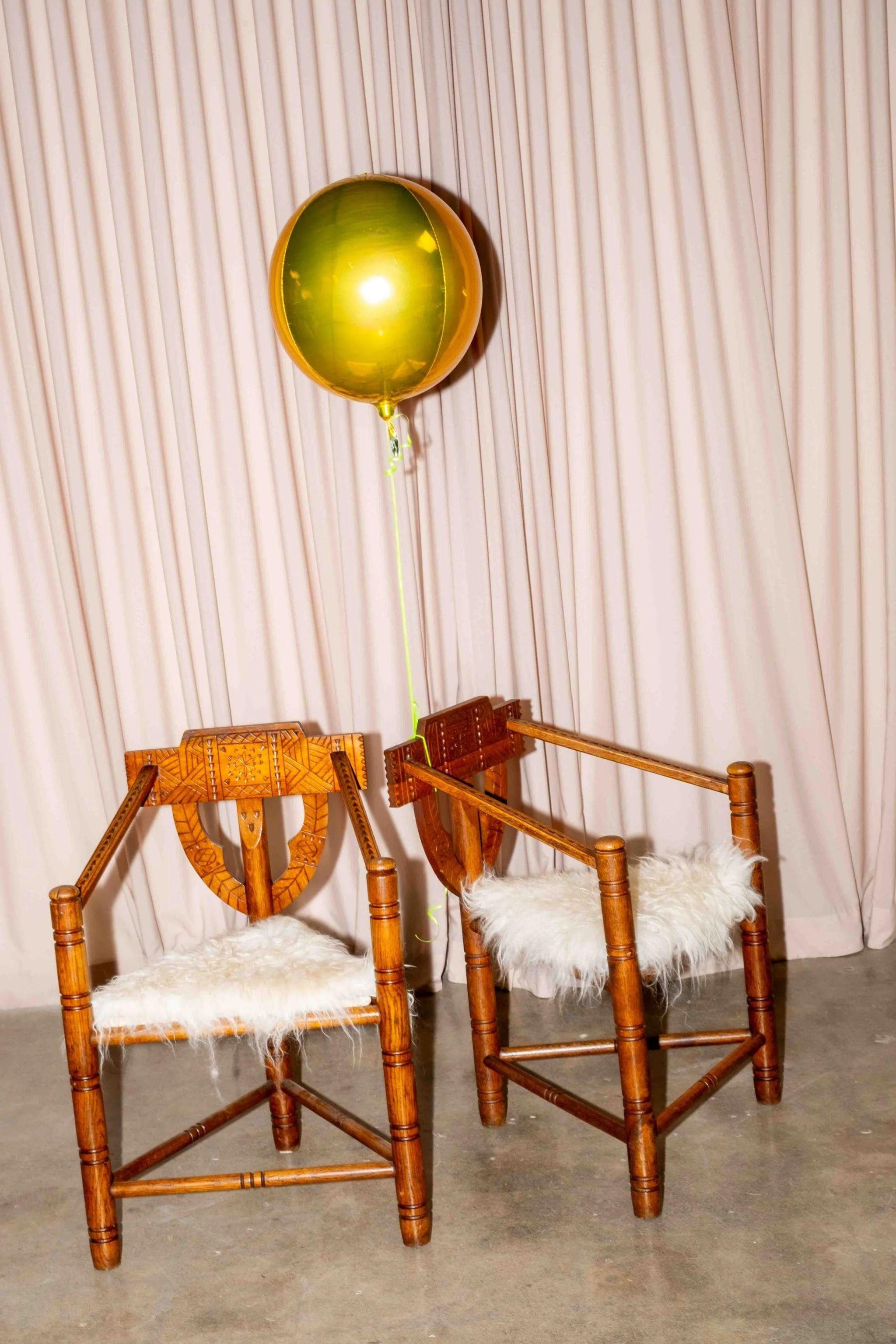 Pair of Carved Oak Nordic Monk Chairs For Sale 4