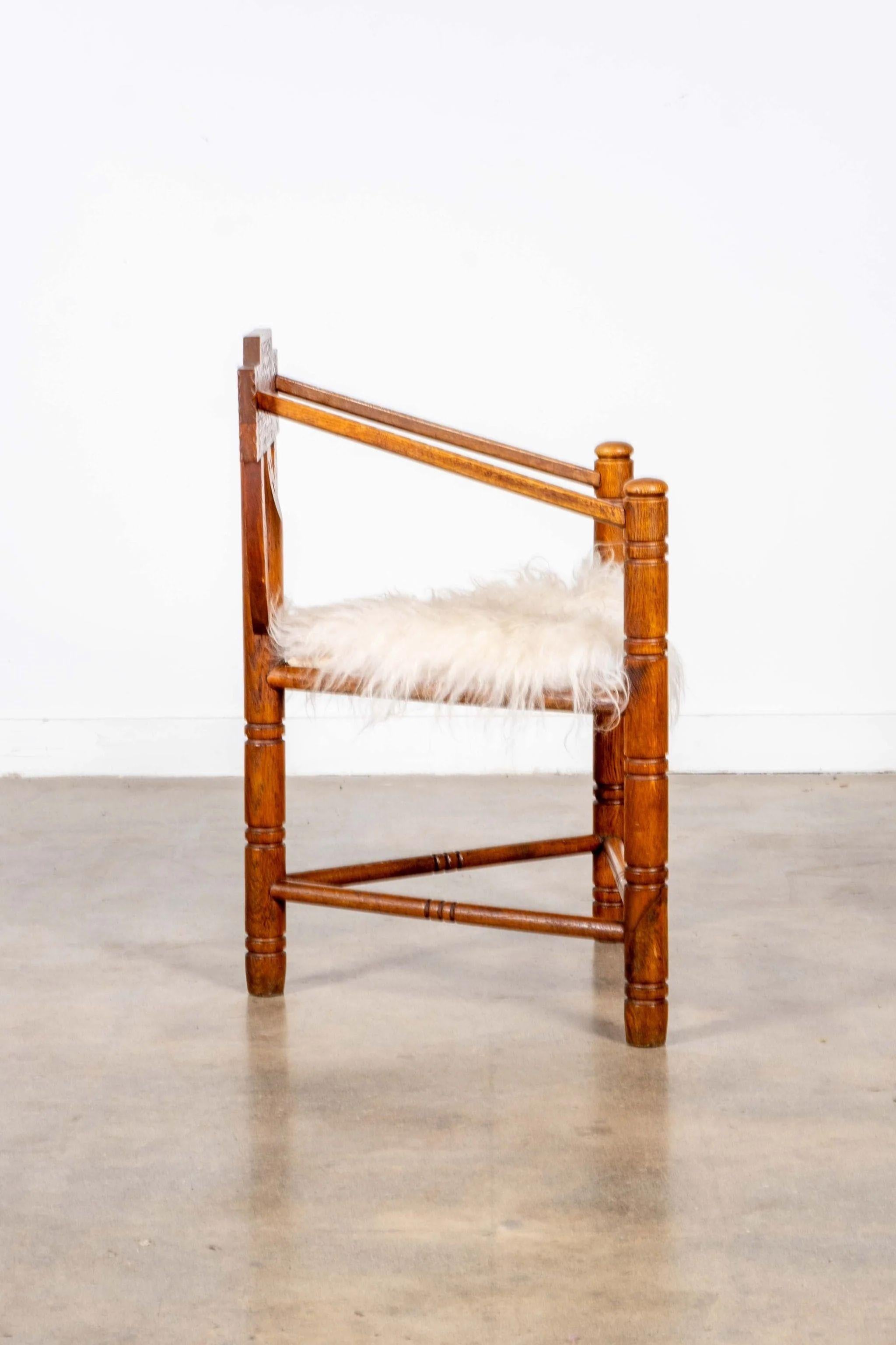 Wood Pair of Carved Oak Nordic Monk Chairs For Sale