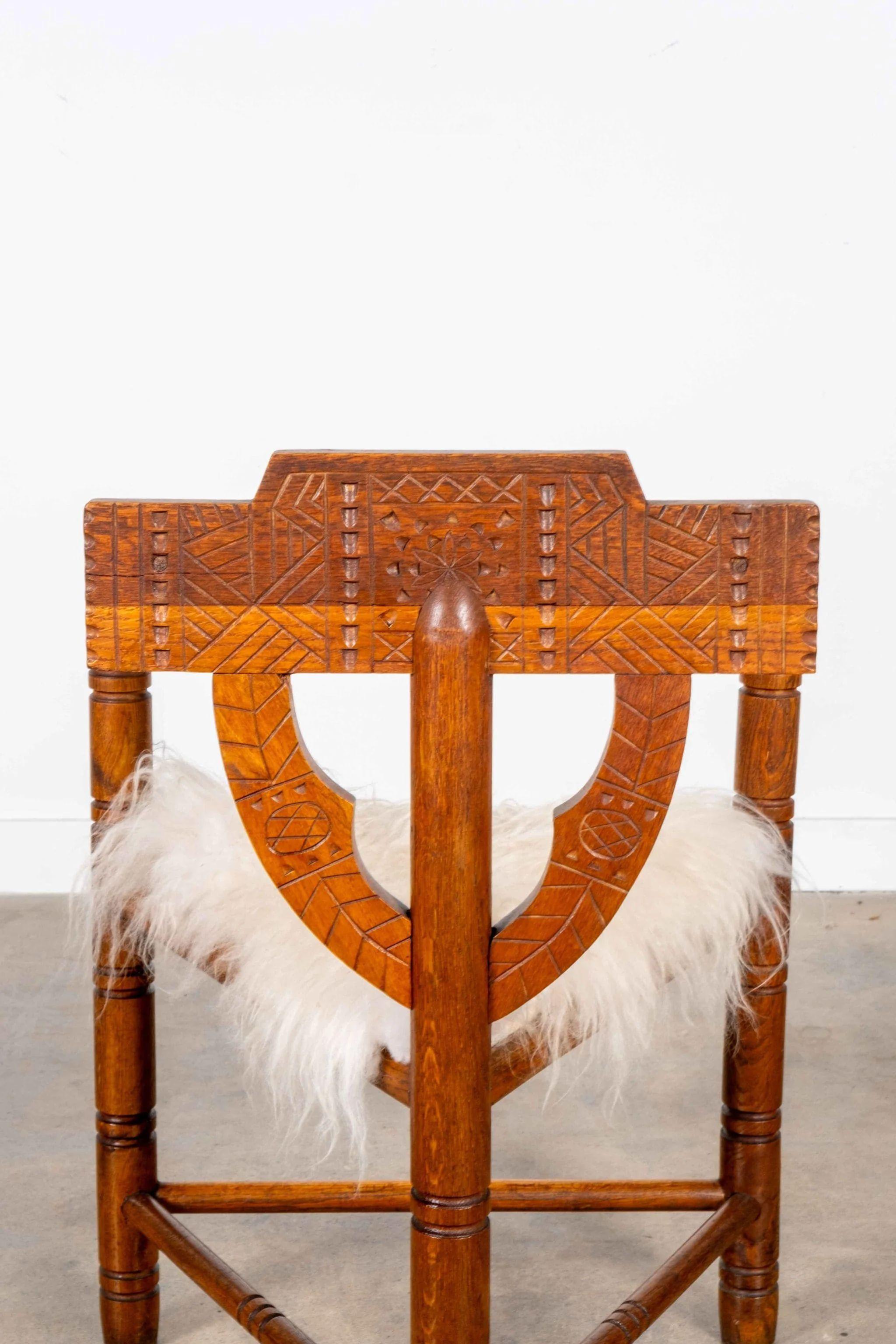 Pair of Carved Oak Nordic Monk Chairs For Sale 1