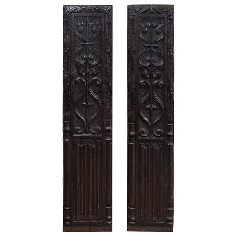 Pair of Carved Oak Panels For Sale at 1stDibs