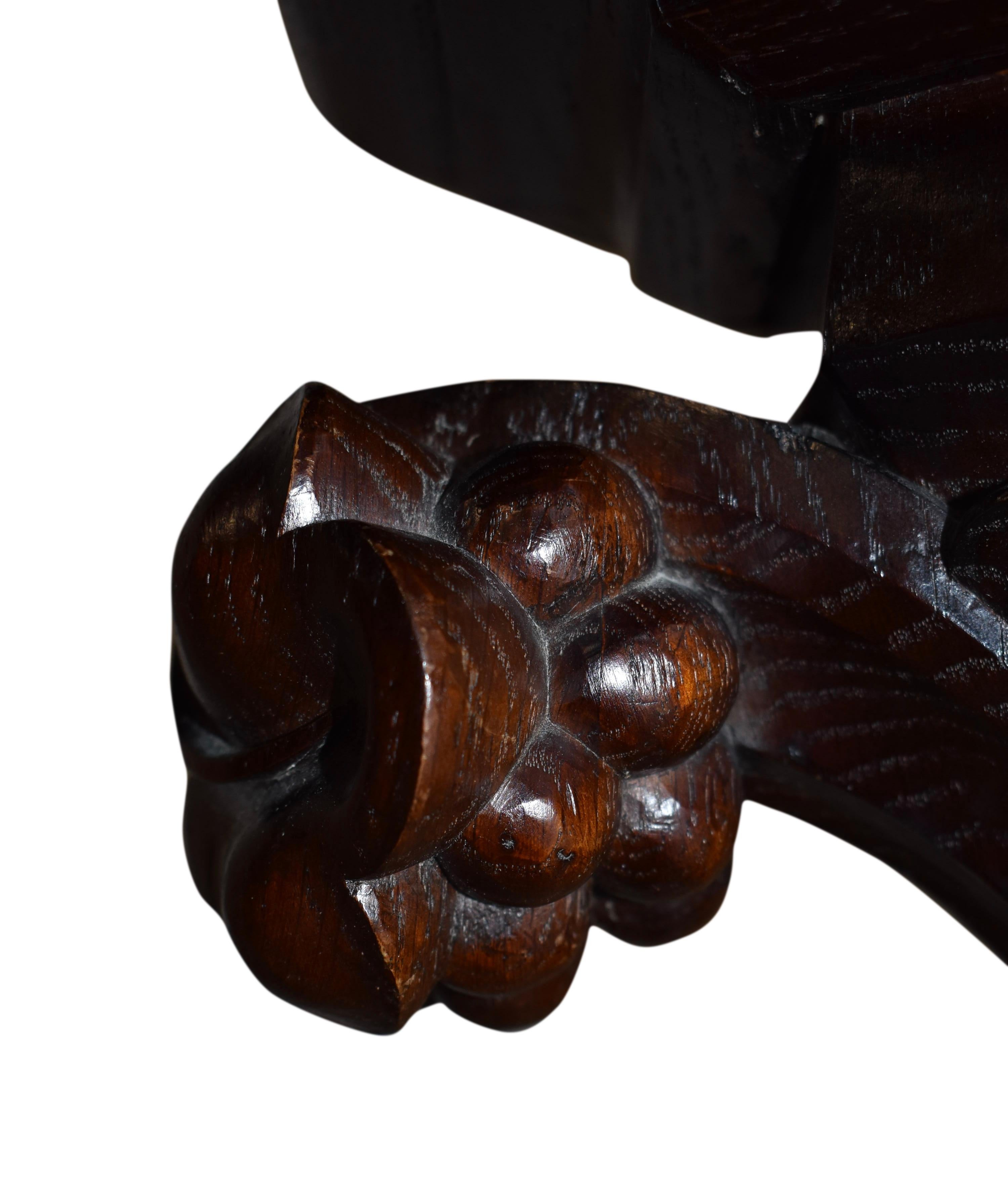 Pair of Carved Oak Wall Console Bracket Shelves, circa 1890 For Sale 3