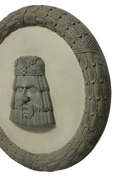 Pareja De Redondeles Arquitectónicos Tallados Y Pintados