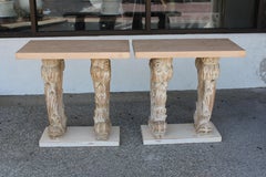 Pair of Carved Painted Console Tables