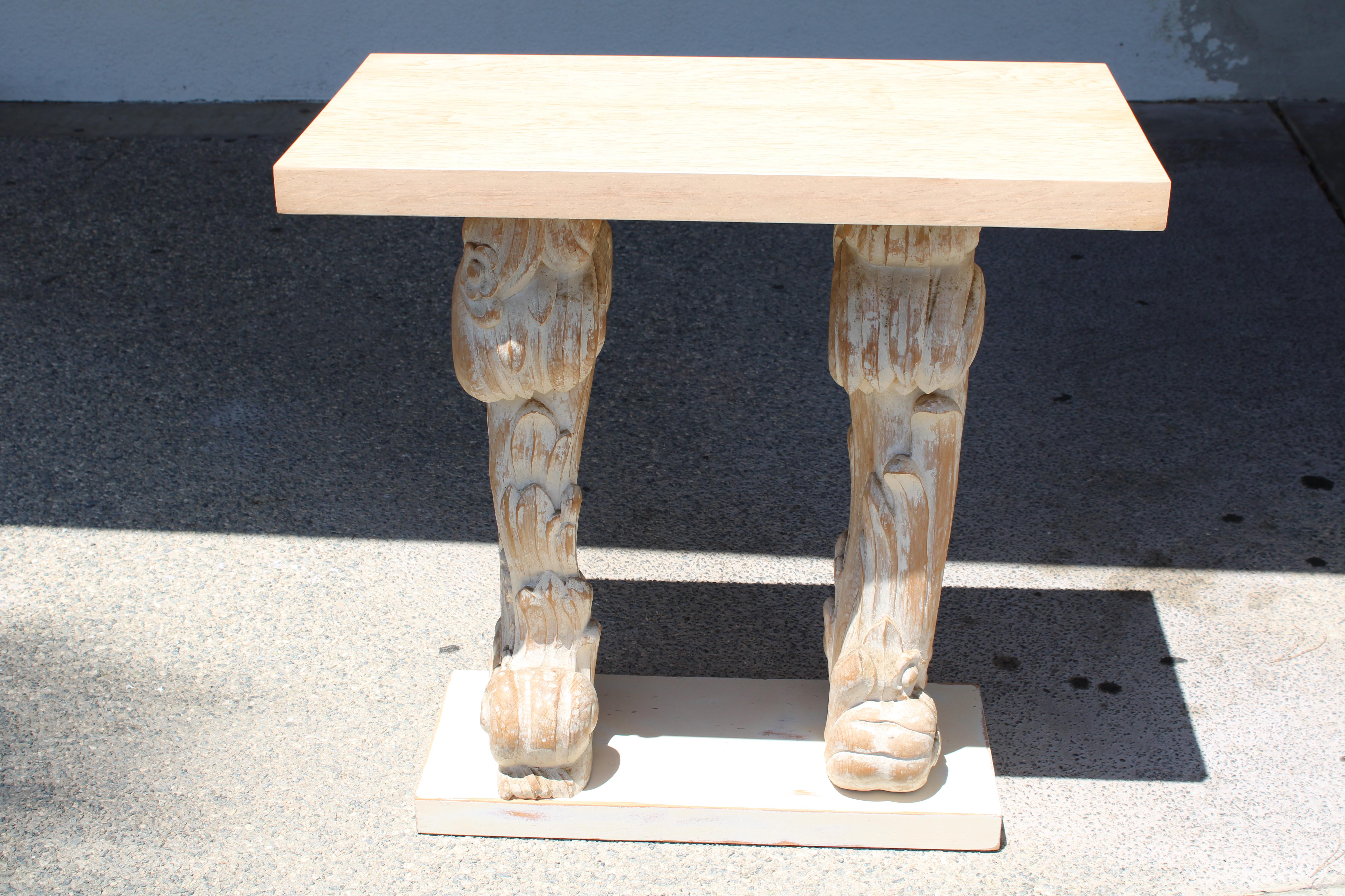 Pair of Carved Painted Console Tables For Sale 1