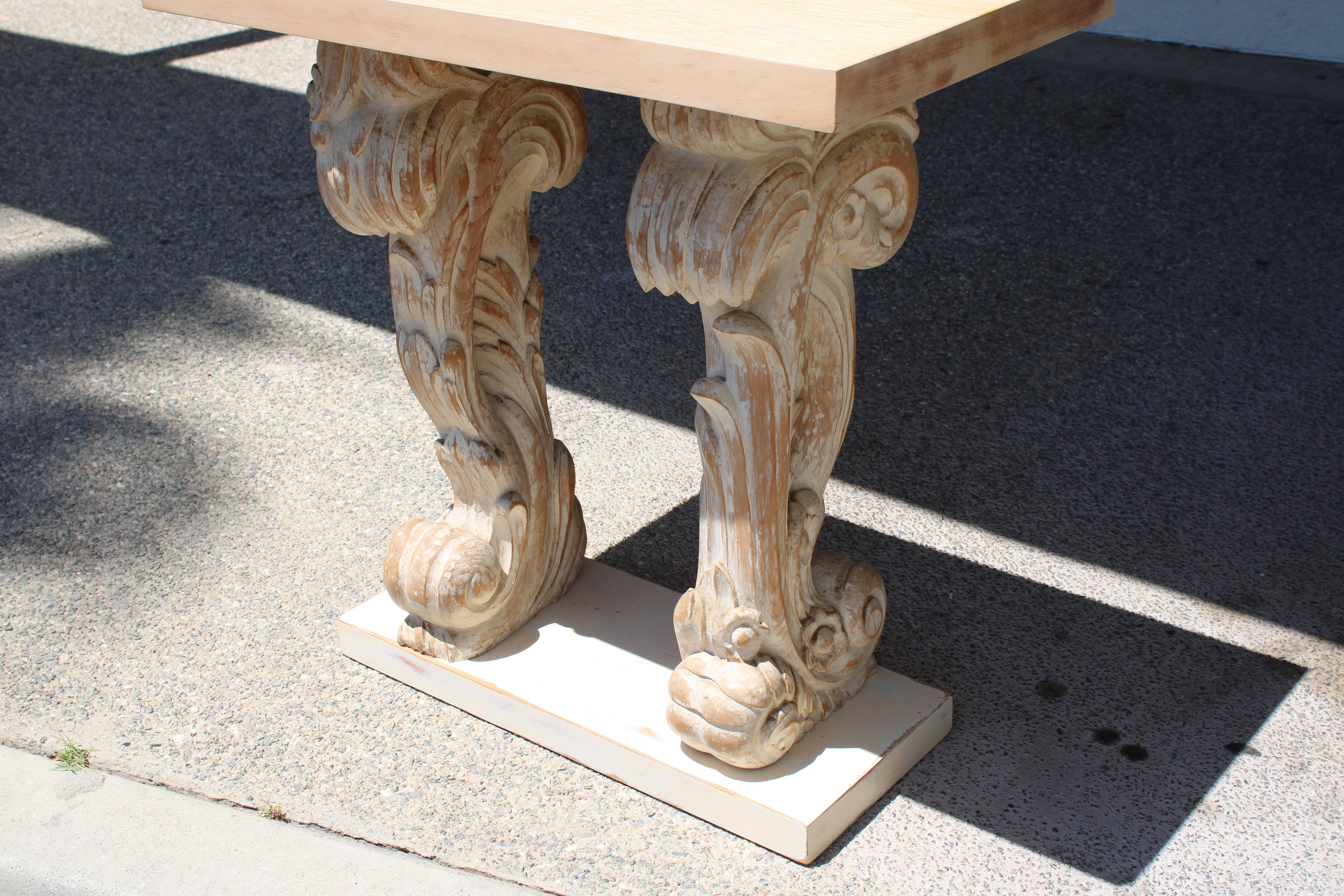 Pair of Carved Painted Console Tables For Sale 2