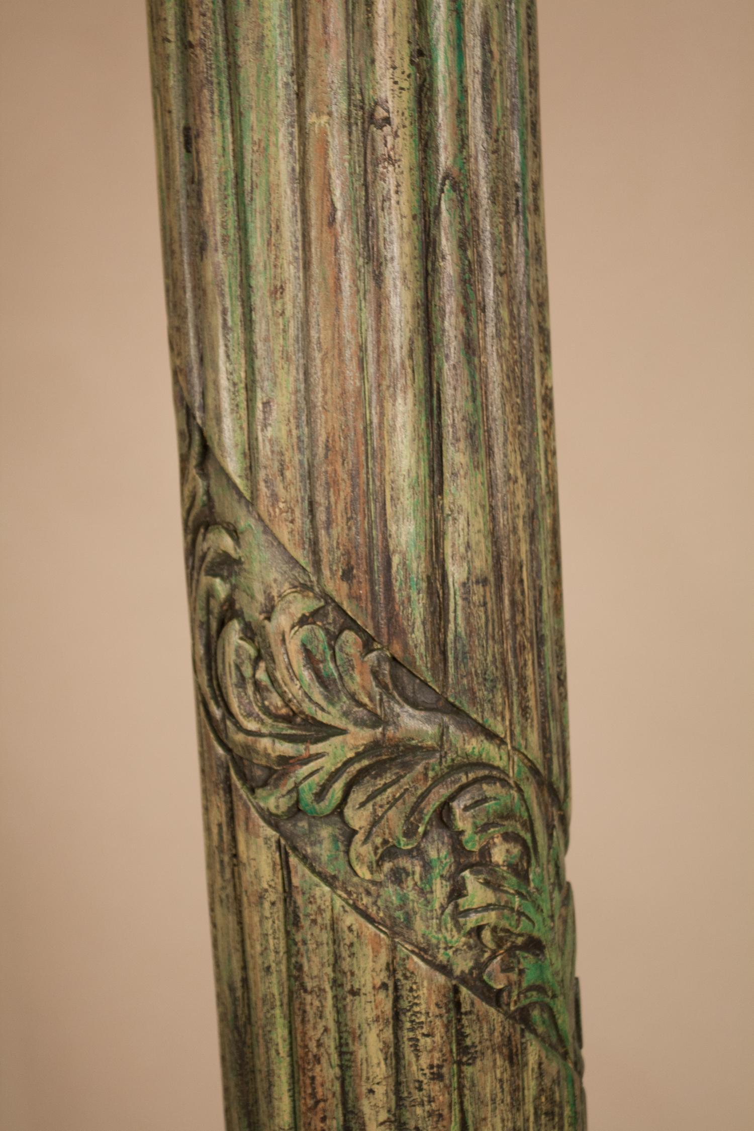 Pair of Carved, Painted Wood Columns from India 2