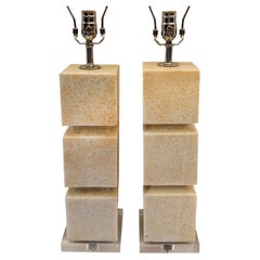 Pair of Carved Quartz Stone lamps