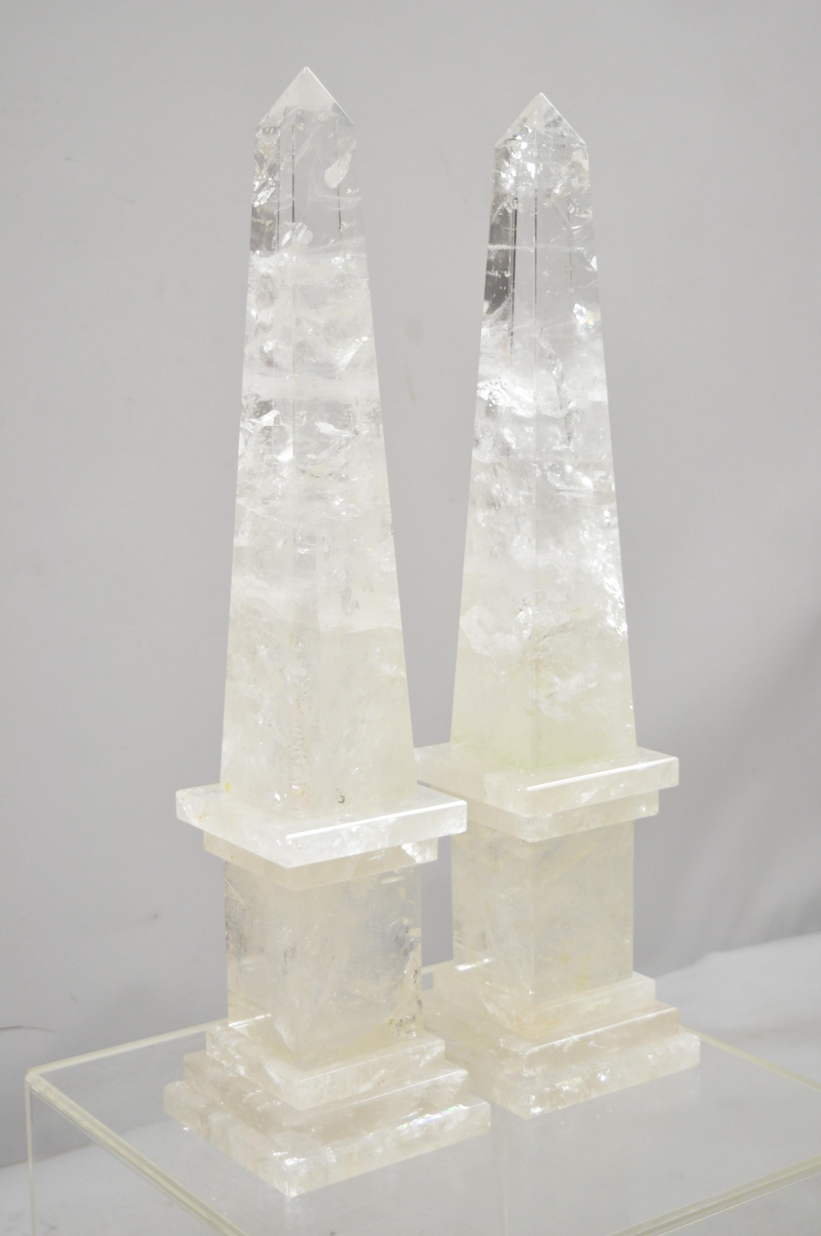 Large pair of carved rock crystal quartz 25