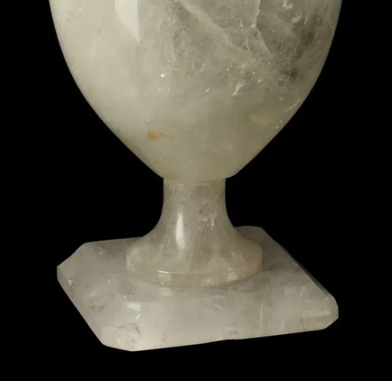 Pair of Carved Rock Crystal Urns In Good Condition For Sale In Los Angeles, CA