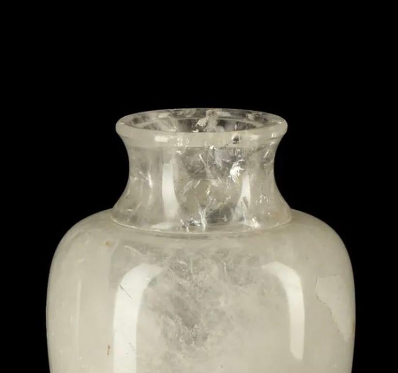 20th Century Pair of Carved Rock Crystal Urns For Sale