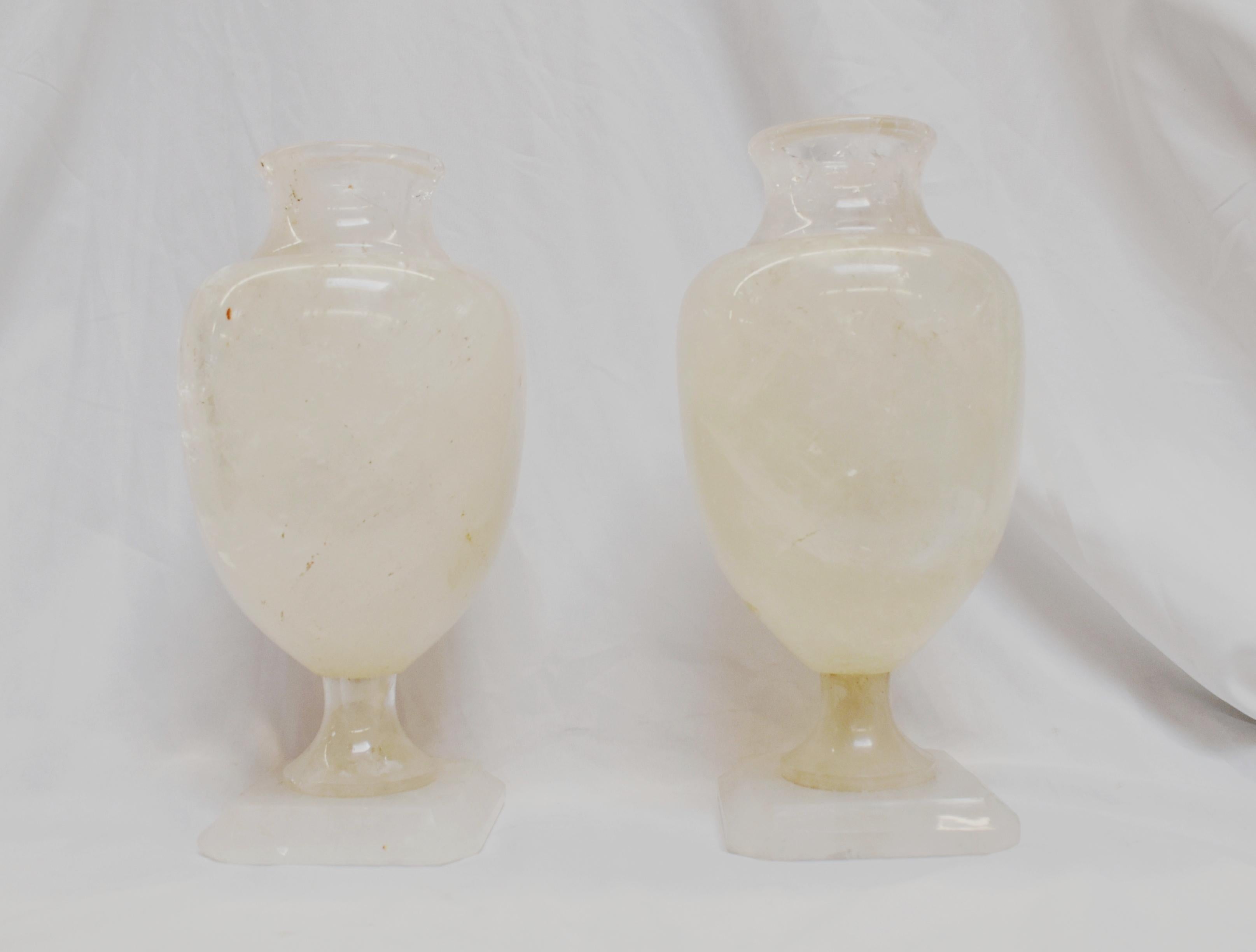 Italian Pair of Carved Rock Crystal Vases