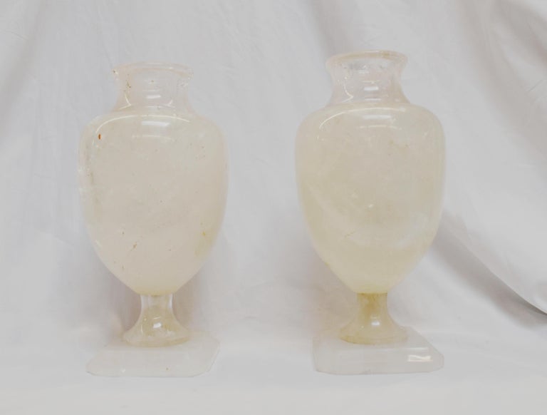 Pair of Carved Rock Crystal Vases at 1stDibs