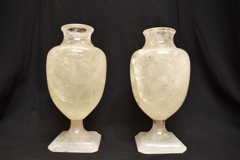 Pair of Carved Rock Crystal Vases at 1stDibs