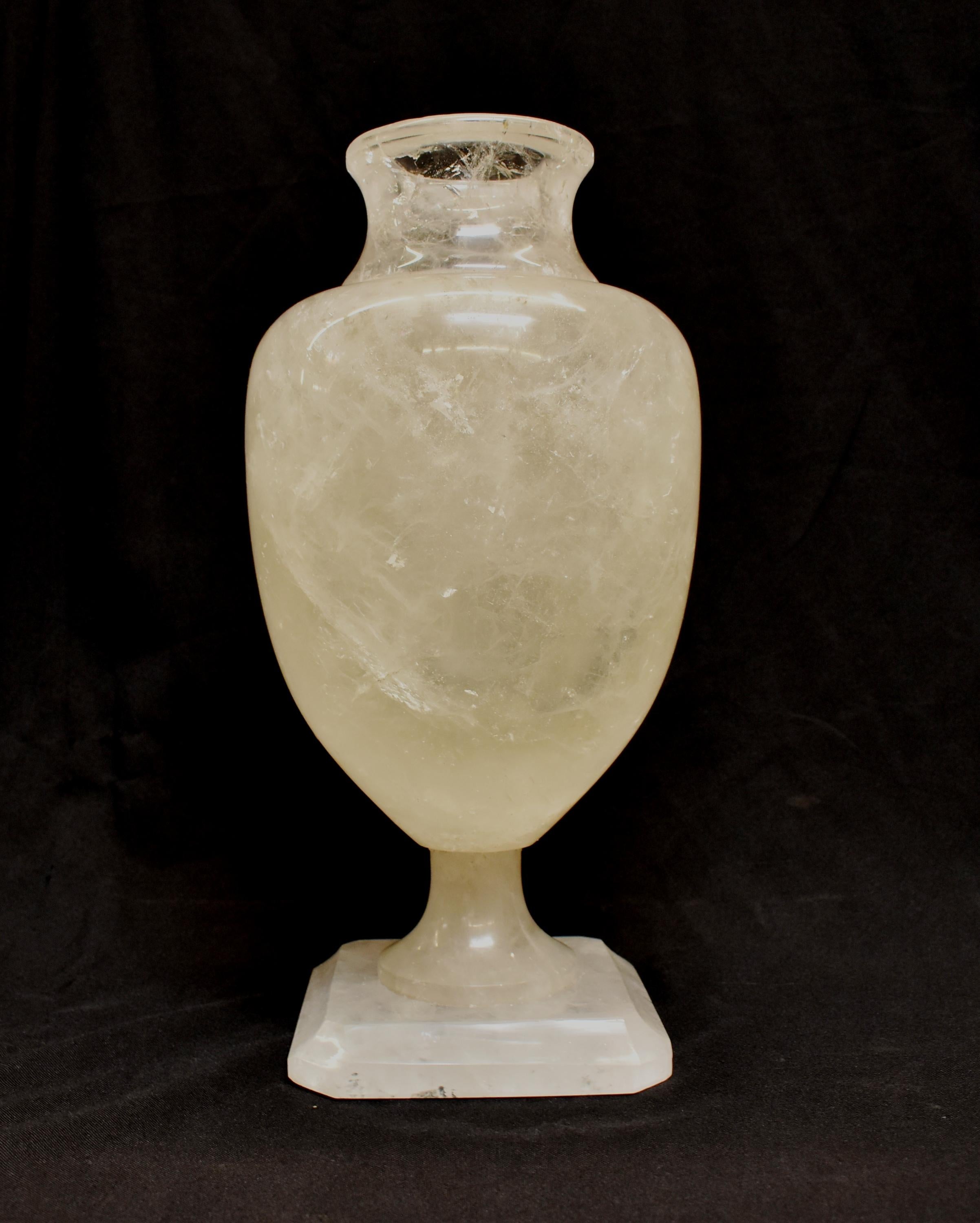 Pair of Carved Rock Crystal Vases In Good Condition In Cypress, CA