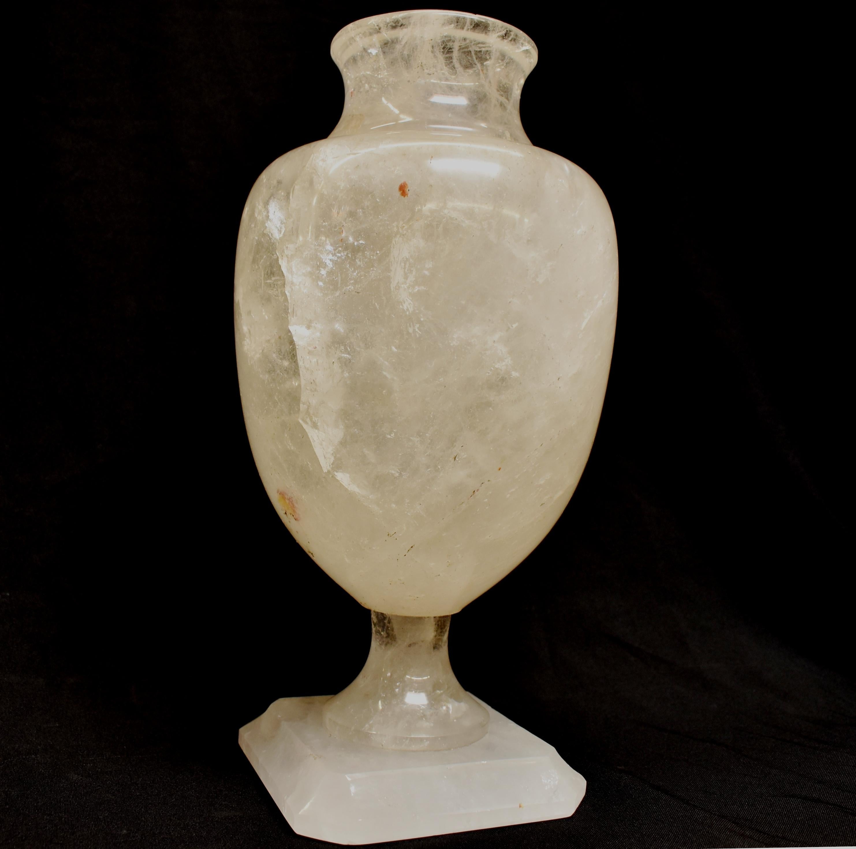 20th Century Pair of Carved Rock Crystal Vases