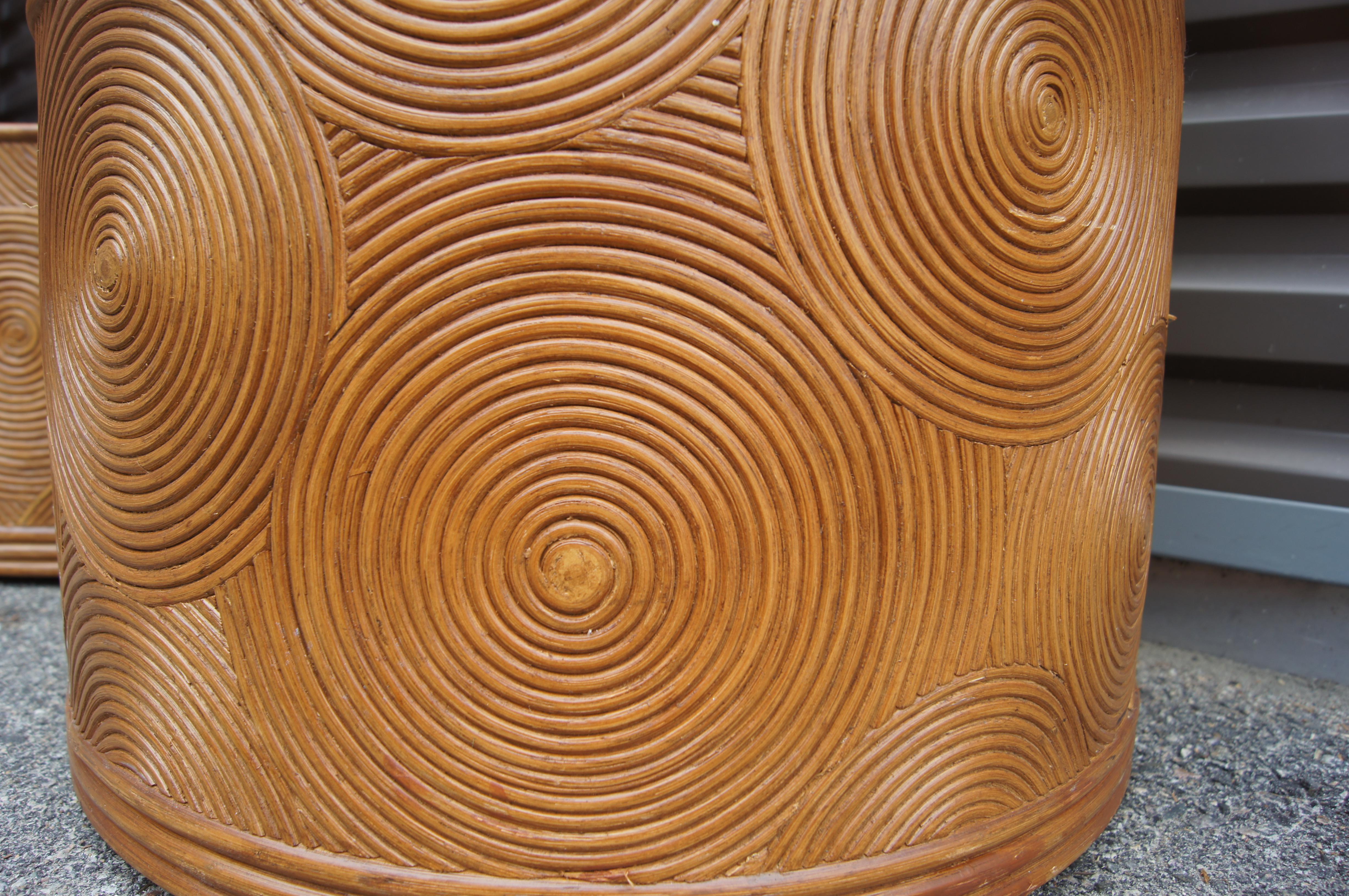 Late 20th Century Pair of Carved Round End Tables