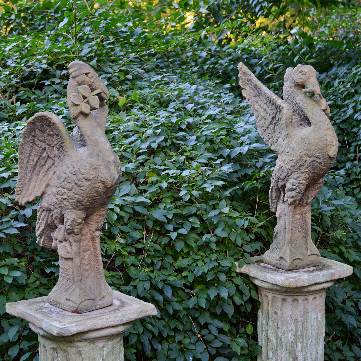 Victorian Pair of Stone Birds