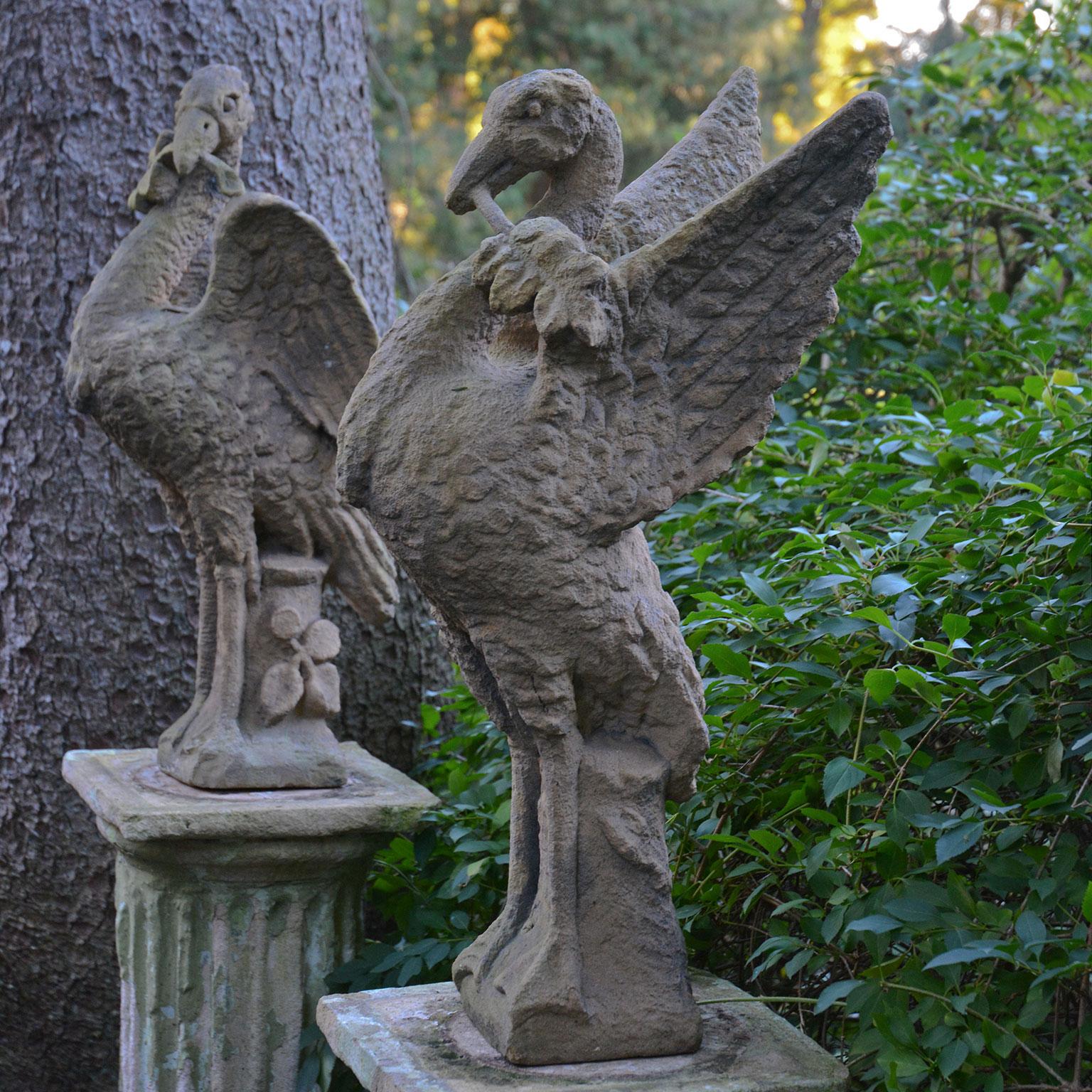 Carved Pair of Stone Birds