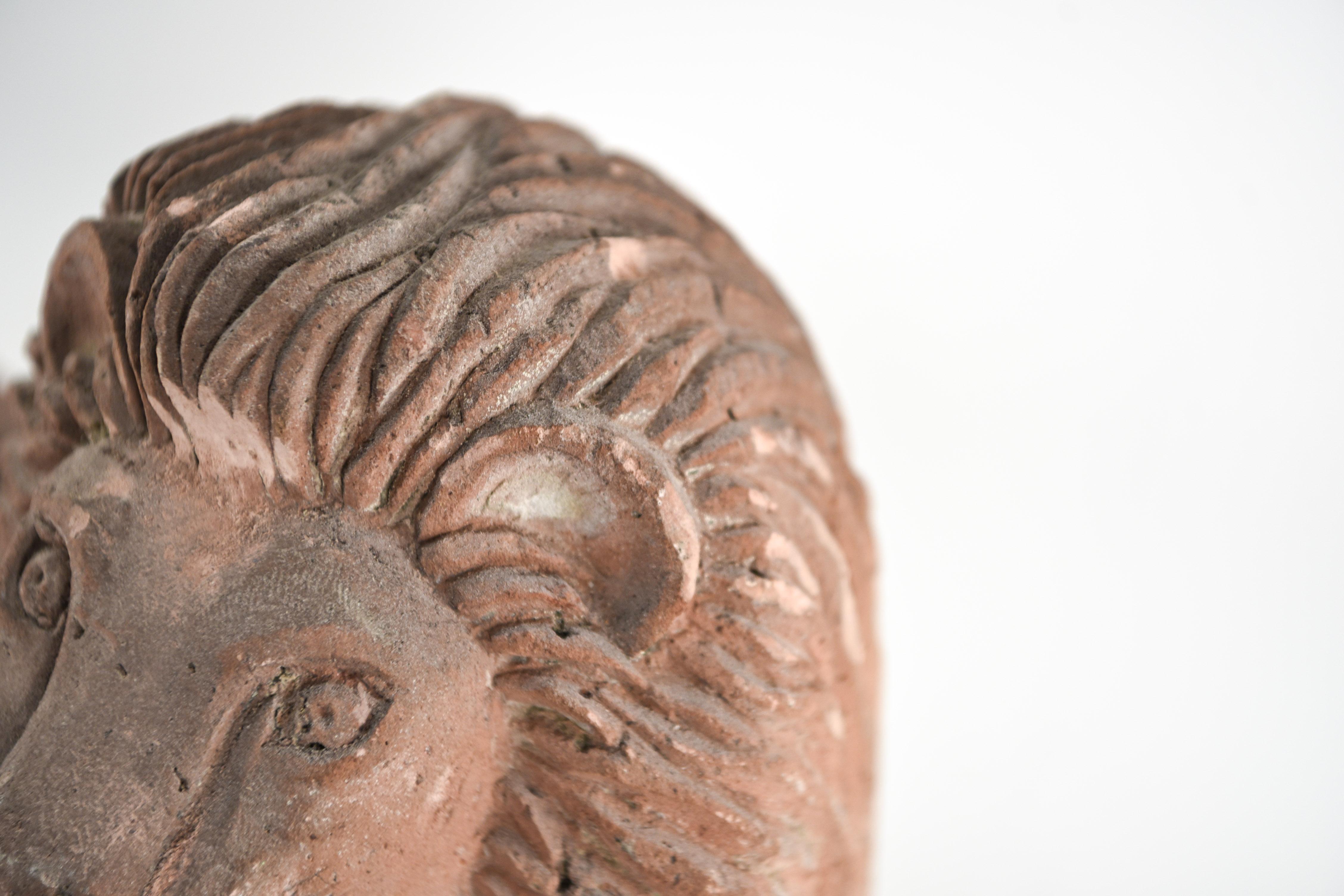 Pair of Carved Sandstone Lions 13