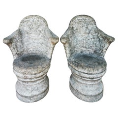 Paire de fauteuils en pierre sculptée - Espagne 1880-1900