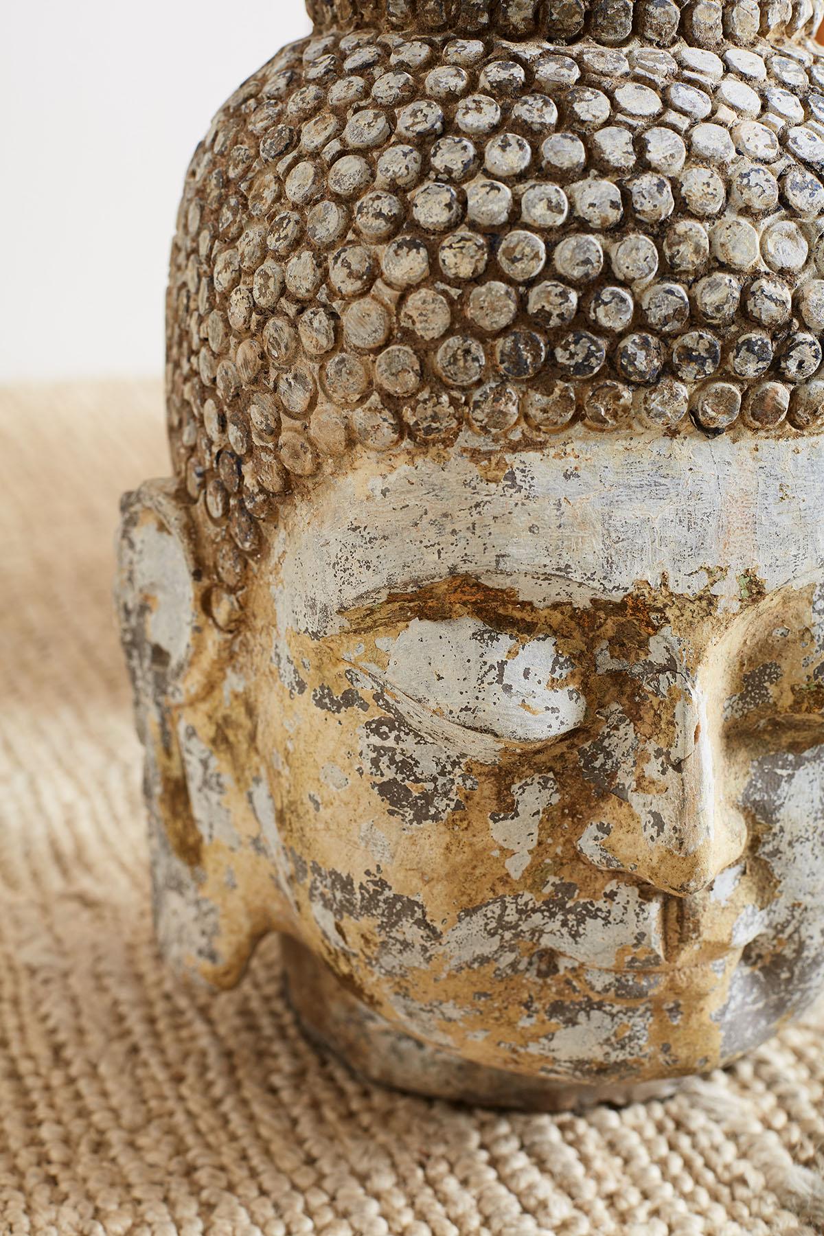Pair of Carved Stone Burmese Buddha Heads 5