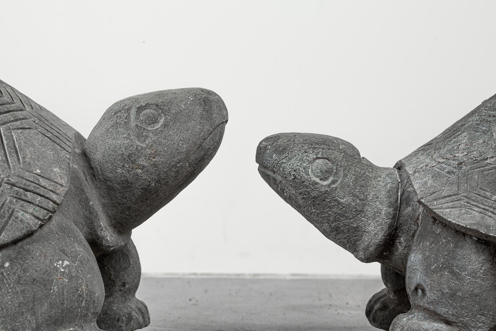 Pair of Carved Stone Turtle Sculptures 7