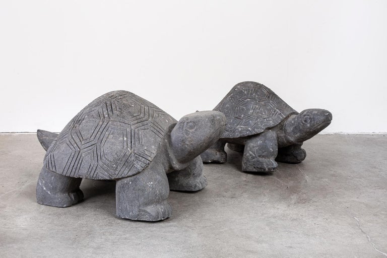 Pair of Carved Stone Turtle Sculptures at 1stDibs