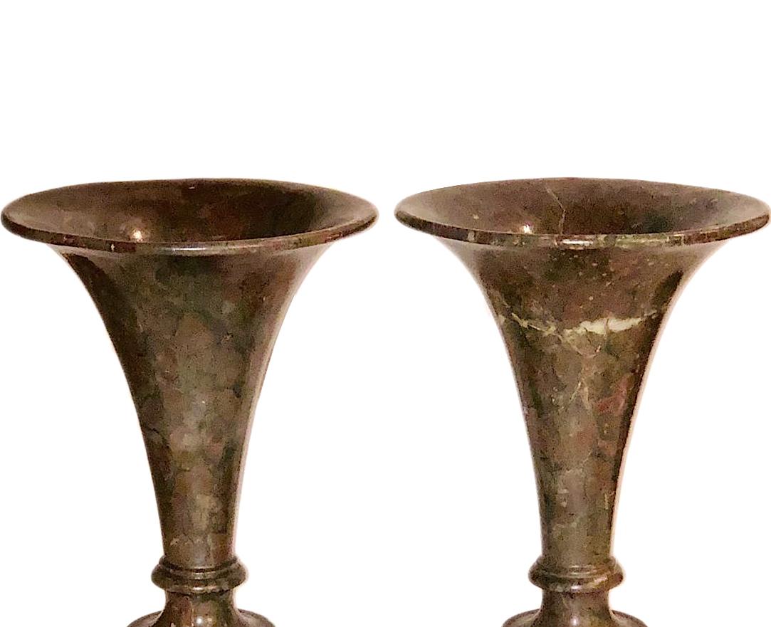 Pair of Carved Stone Vases In Good Condition For Sale In New York, NY