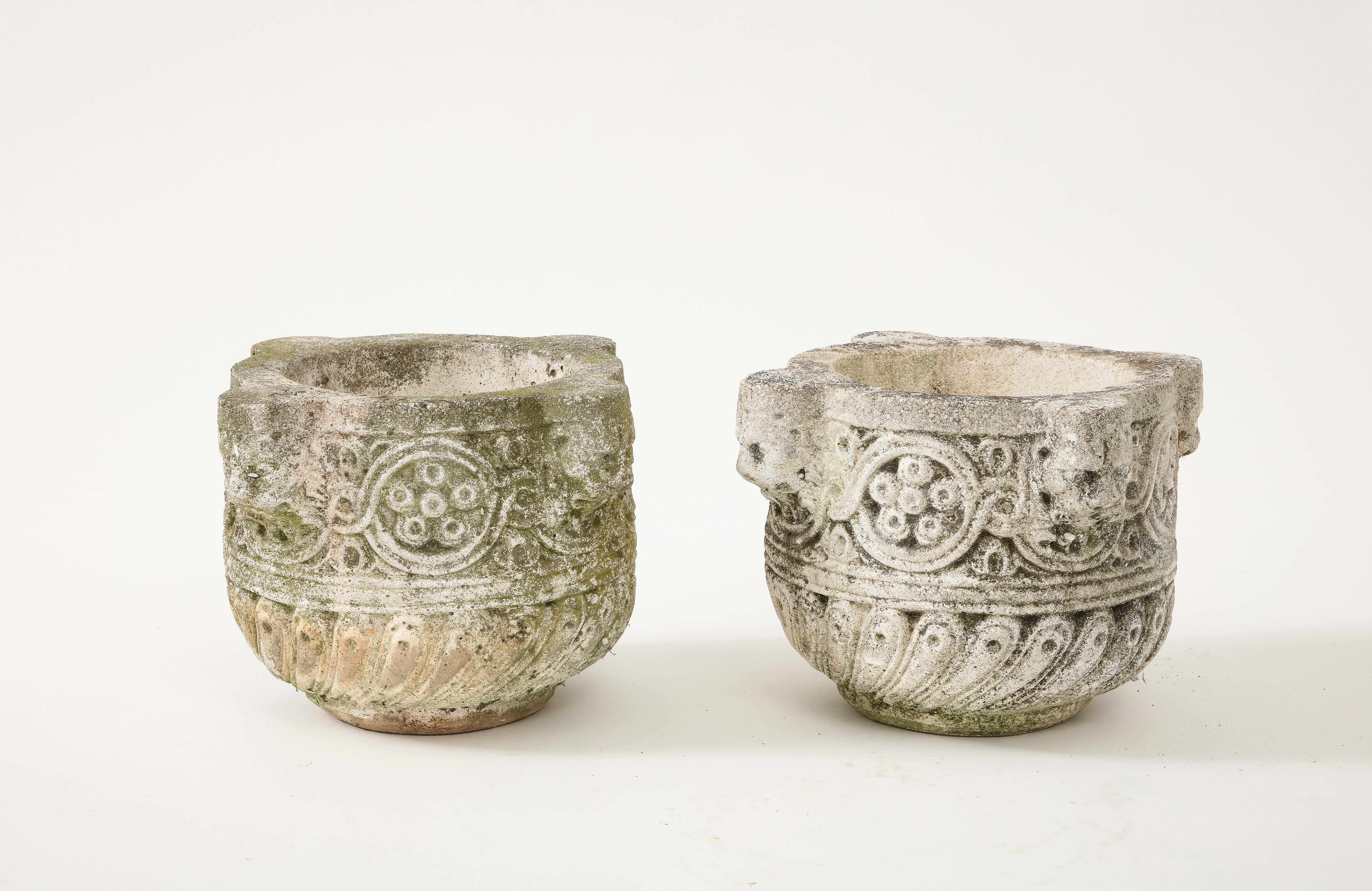 Italian Pair of Carved Stone Vases or Jardinières, Italy, eighteenth century  For Sale