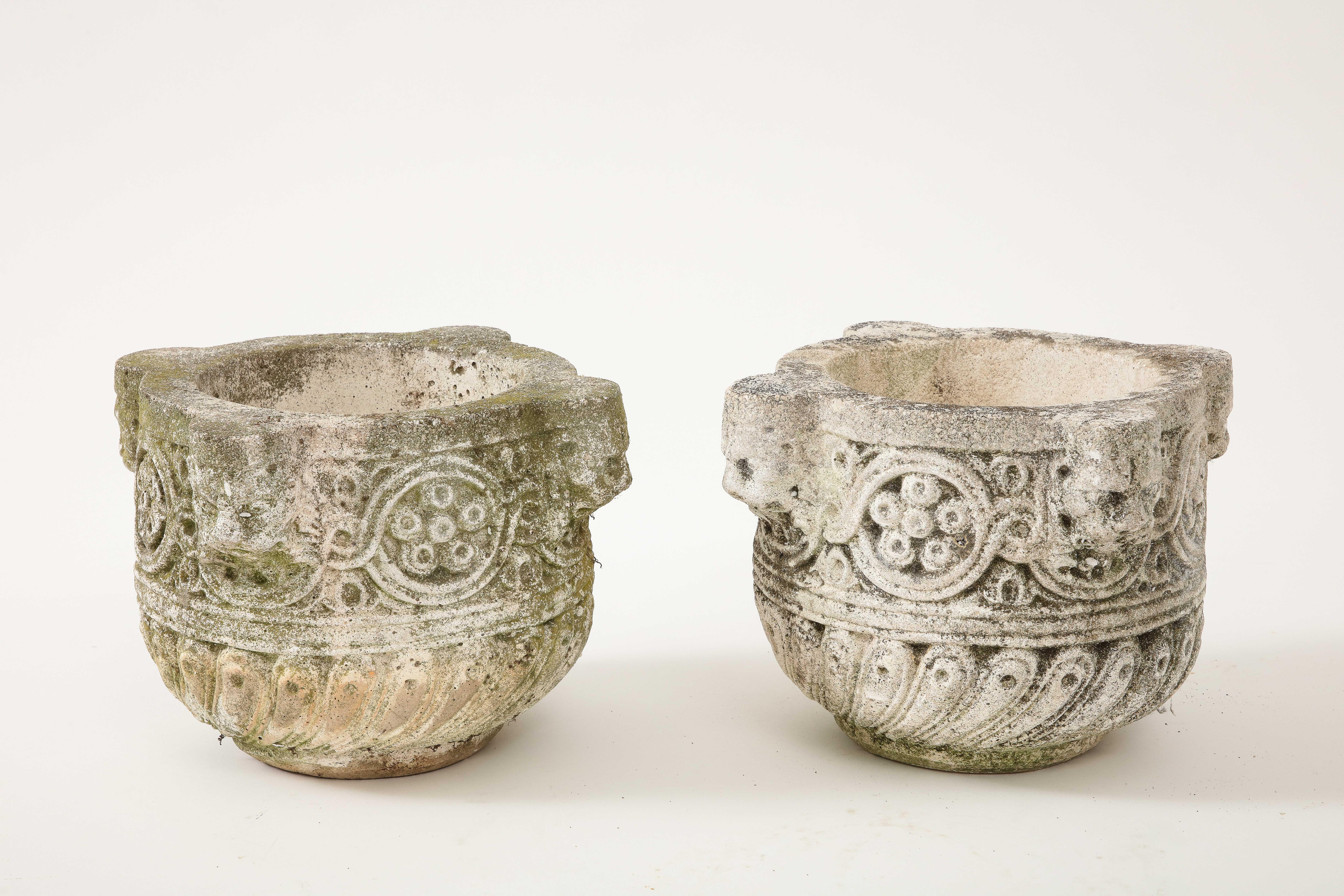 Pair of Carved Stone Vases or Jardinières, Italy, eighteenth century  In Good Condition For Sale In New York, NY