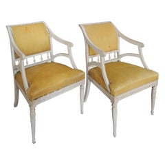 Pair of Carved Swedish Armchairs