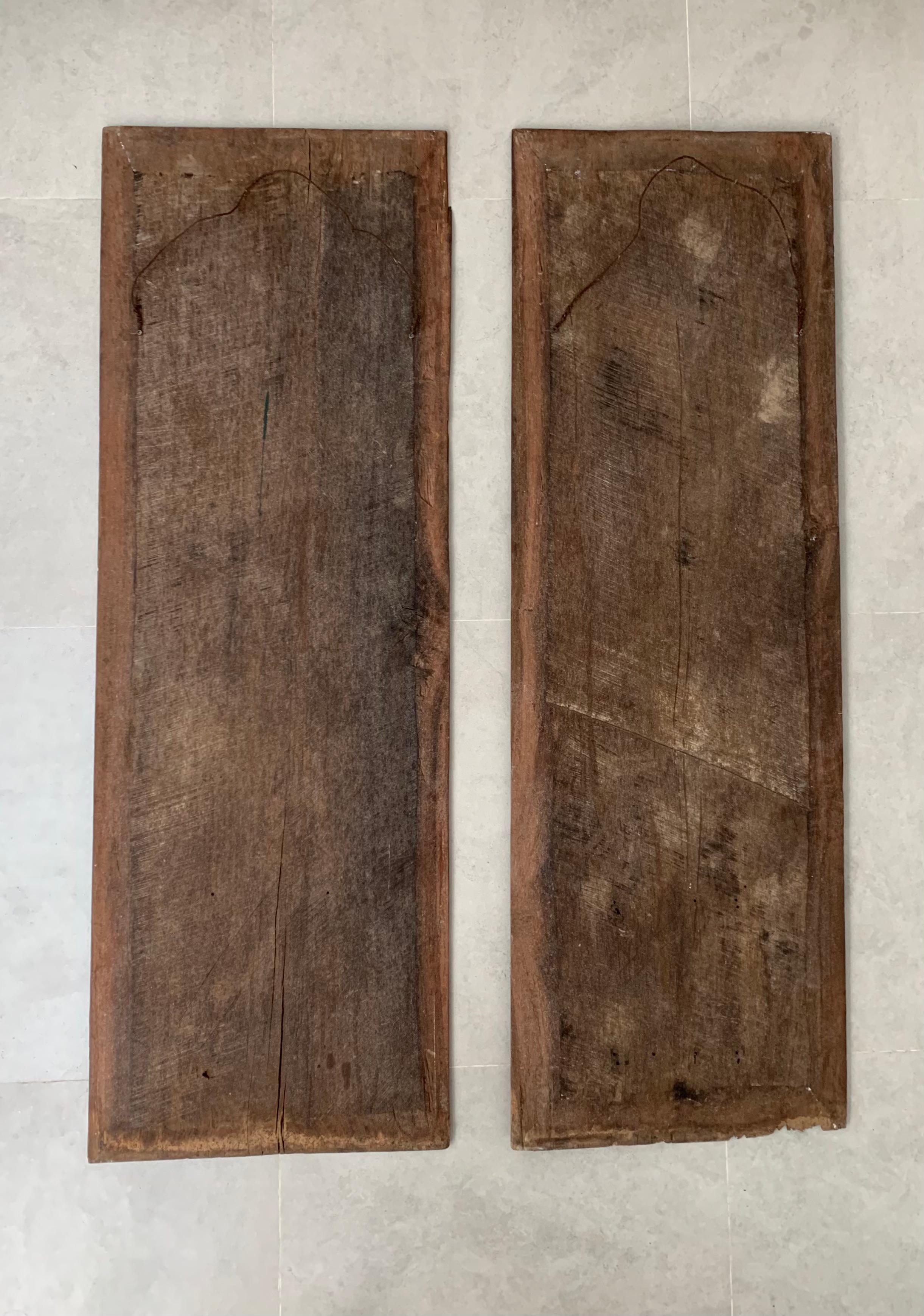 Wood Pair of Carved Tribal Panels from Toraja House, Sulawesi, Indonesia, c. 1950
