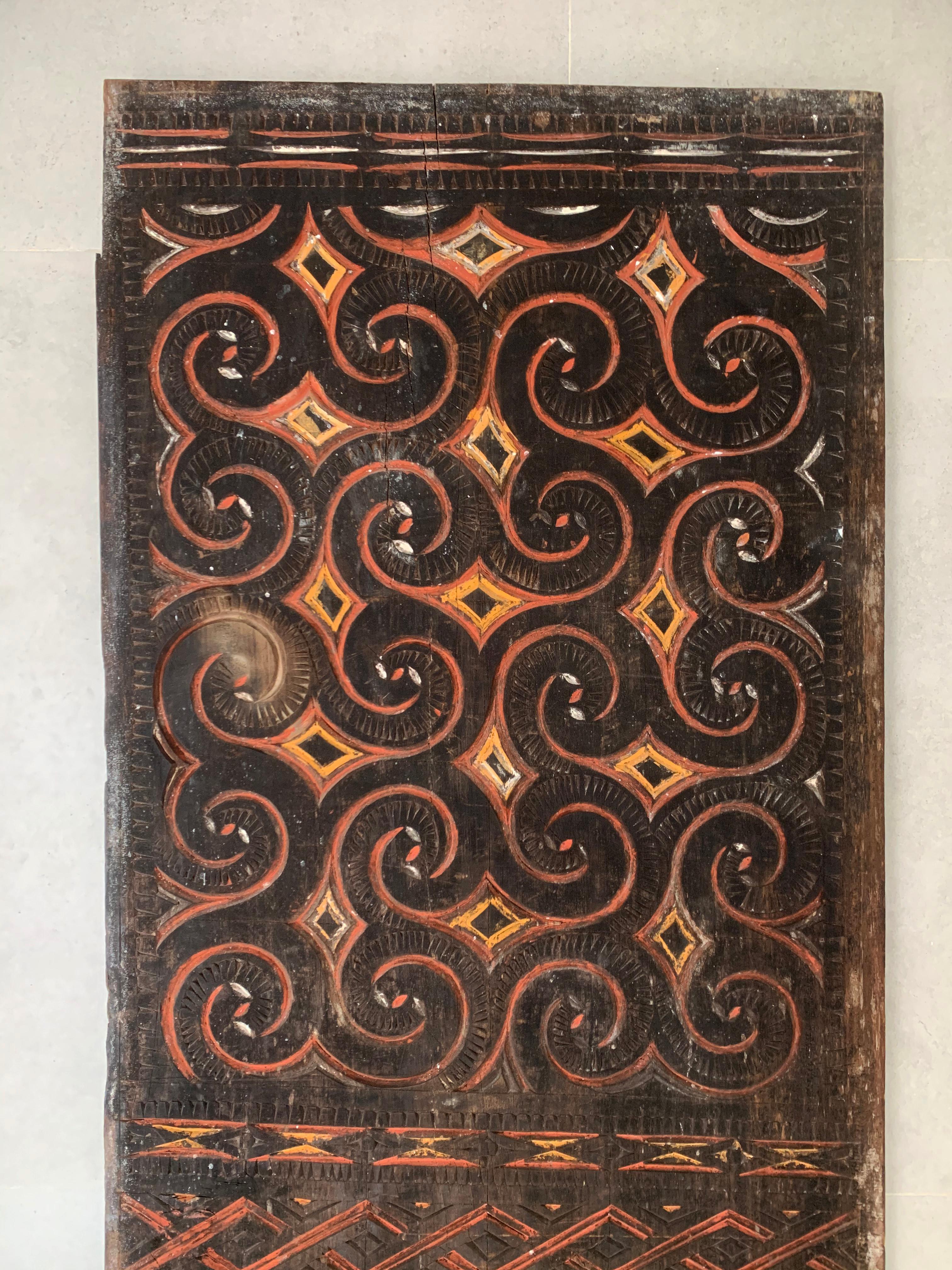 Indonesian Pair of Carved Tribal Panels from Toraja House, Sulawesi, Indonesia, c. 1950