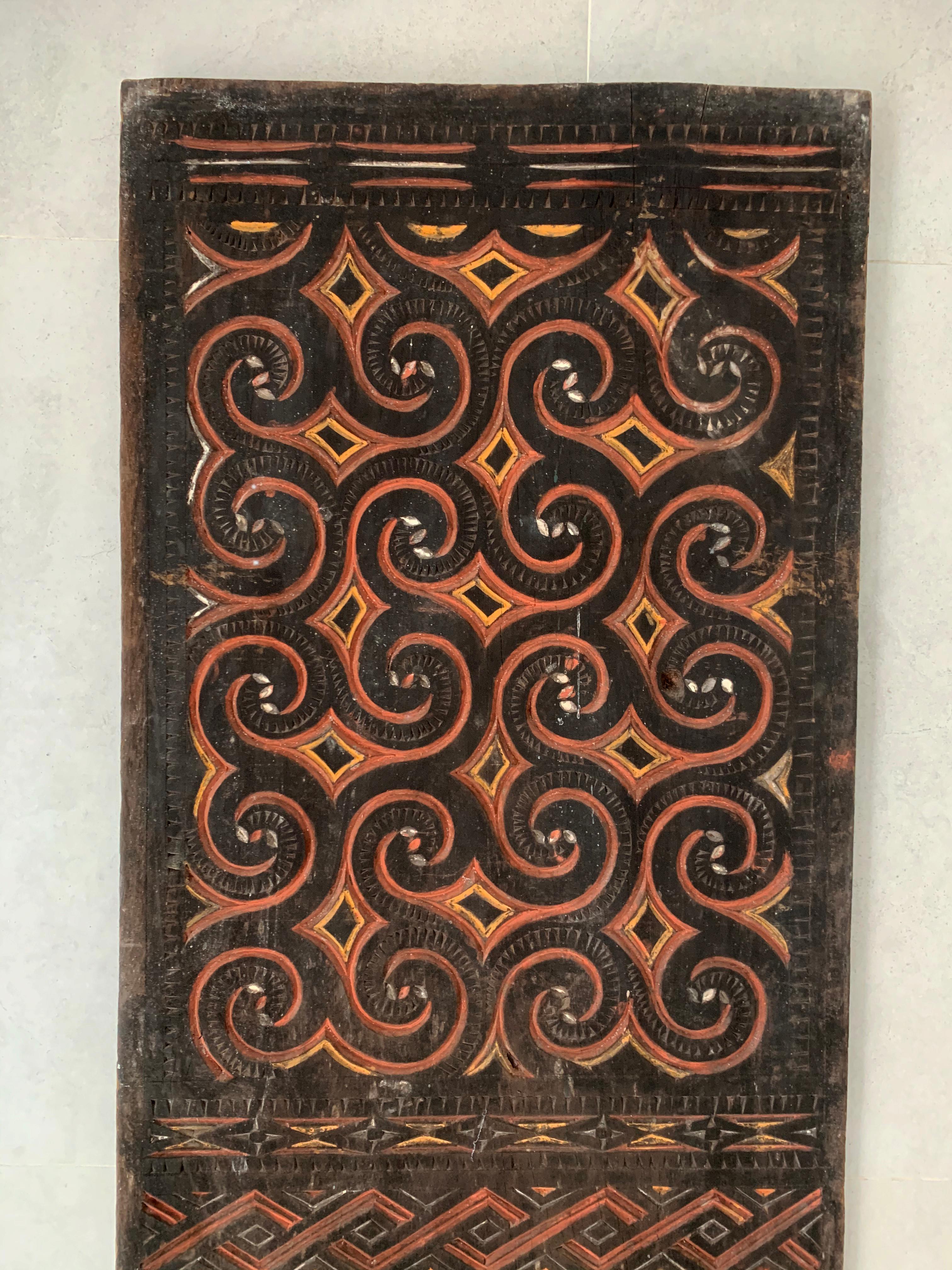 Hand-Carved Pair of Carved Tribal Panels from Toraja House, Sulawesi, Indonesia, c. 1950