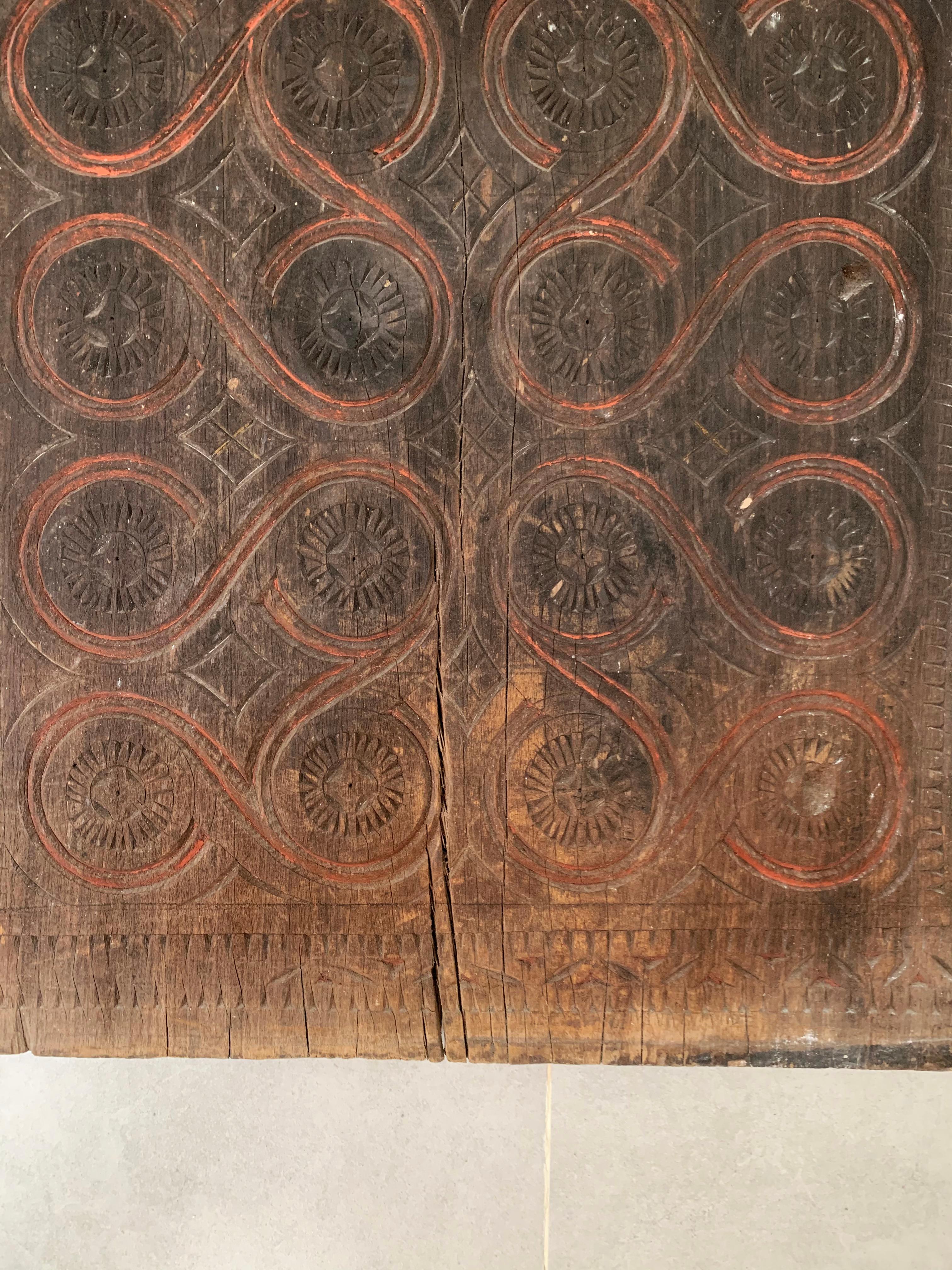Mid-20th Century Pair of Carved Tribal Panels from Toraja House, Sulawesi, Indonesia, c. 1950