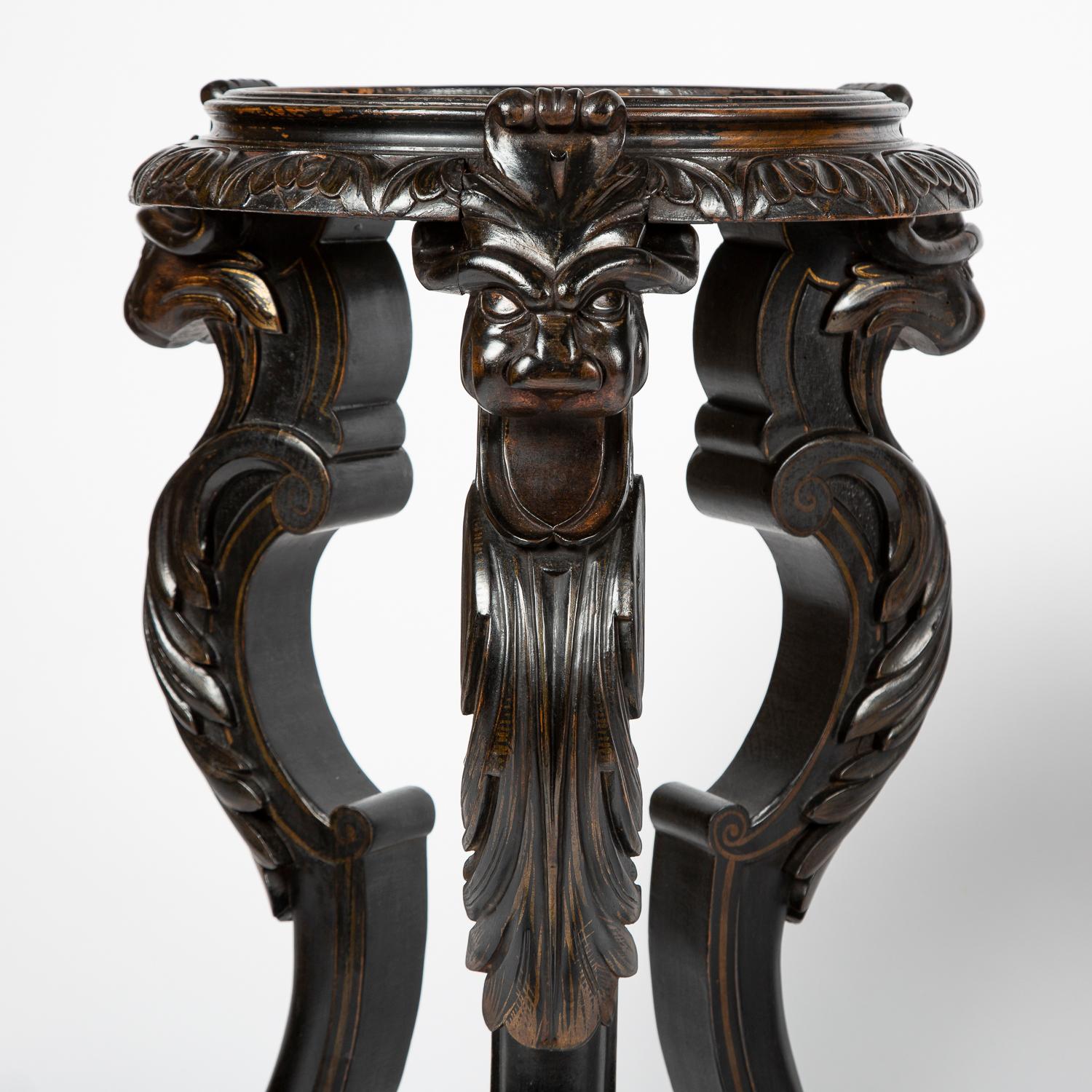 19th Century Pair of Carved Tripod Vase Stands For Sale