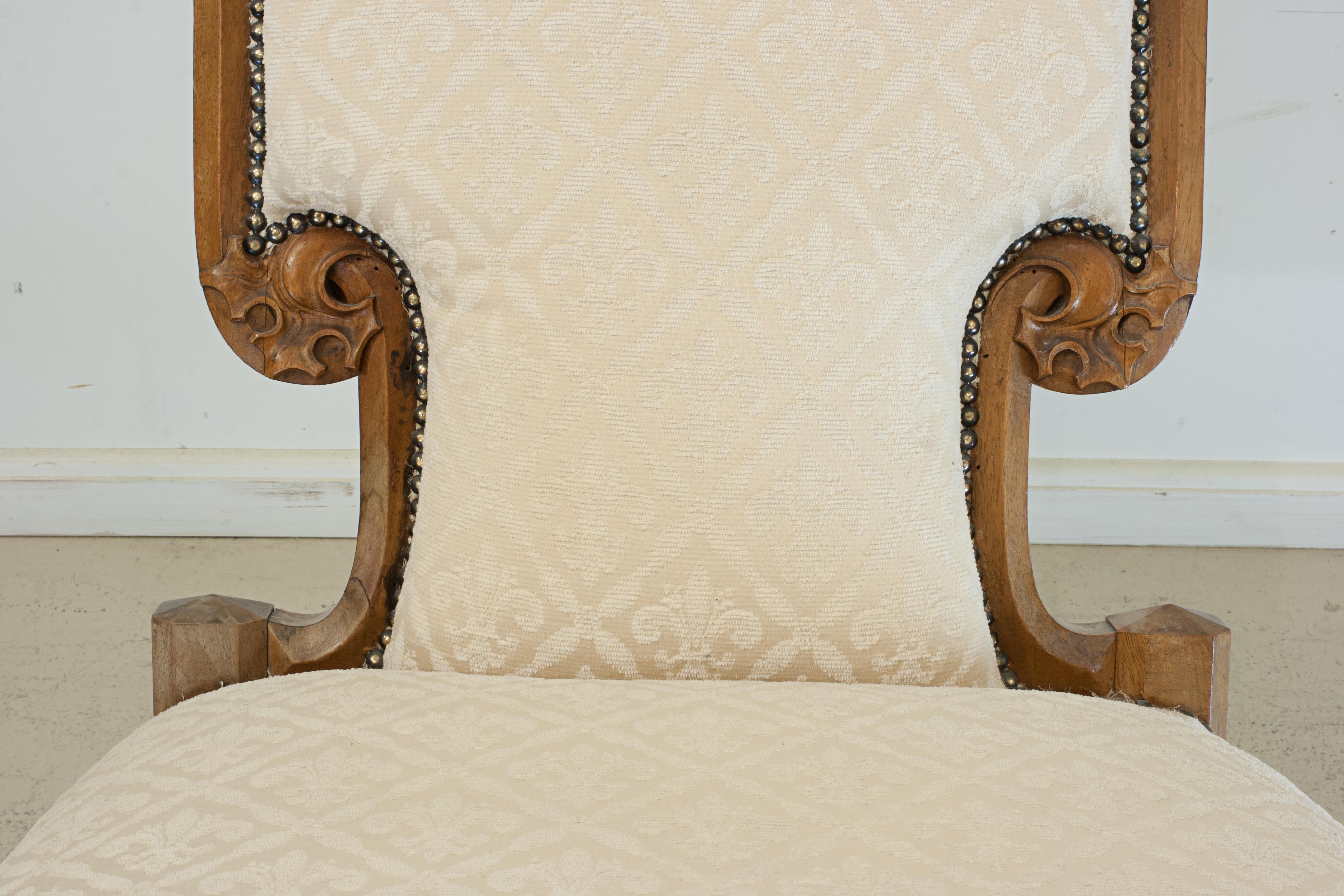 Pair of Carved Upholstered Hall Chairs For Sale 5