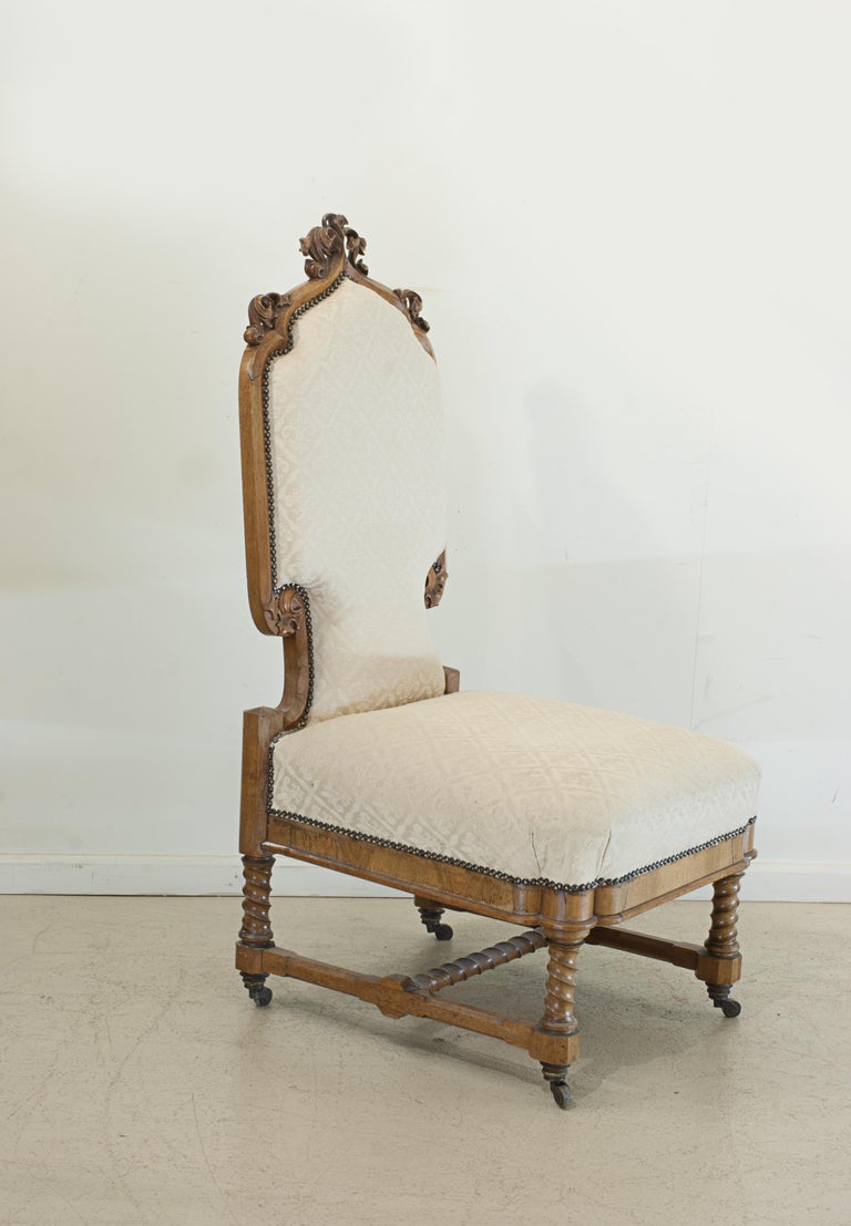 Pair of Carved Upholstered Hall Chairs For Sale at 1stDibs