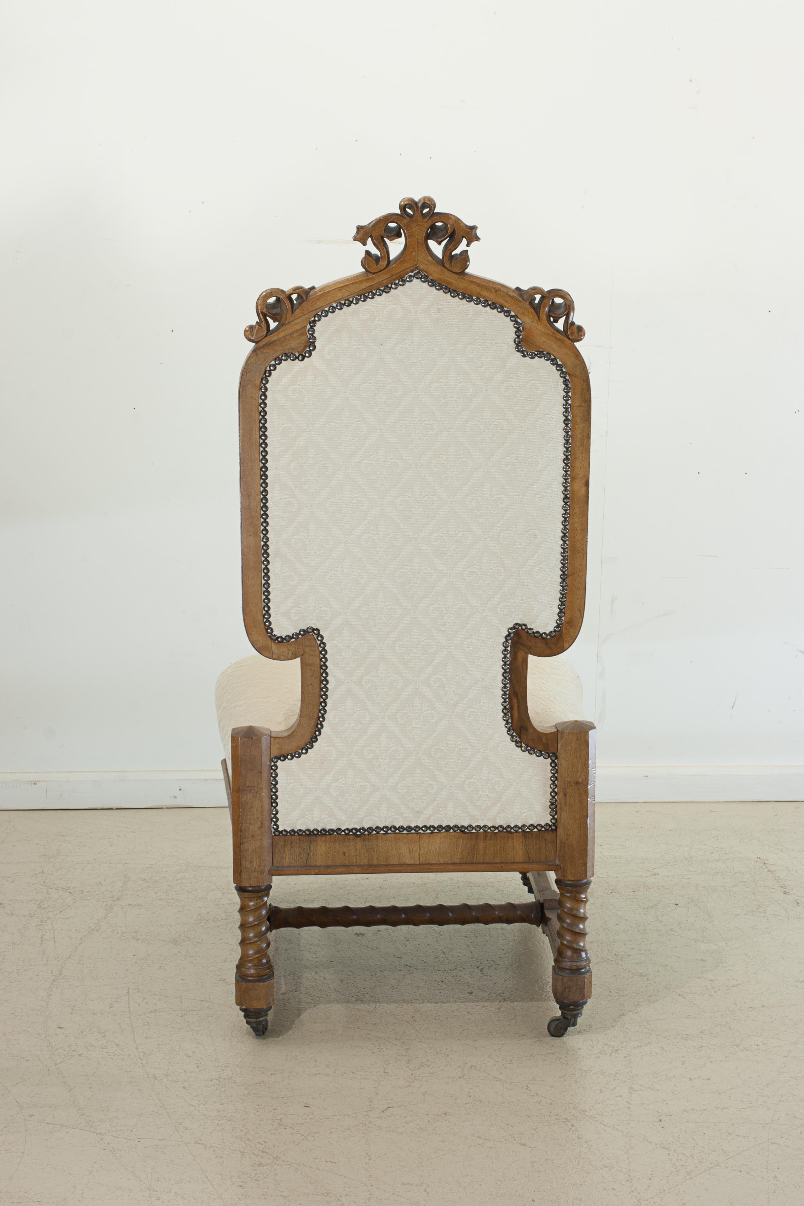 Walnut Pair of Carved Upholstered Hall Chairs For Sale